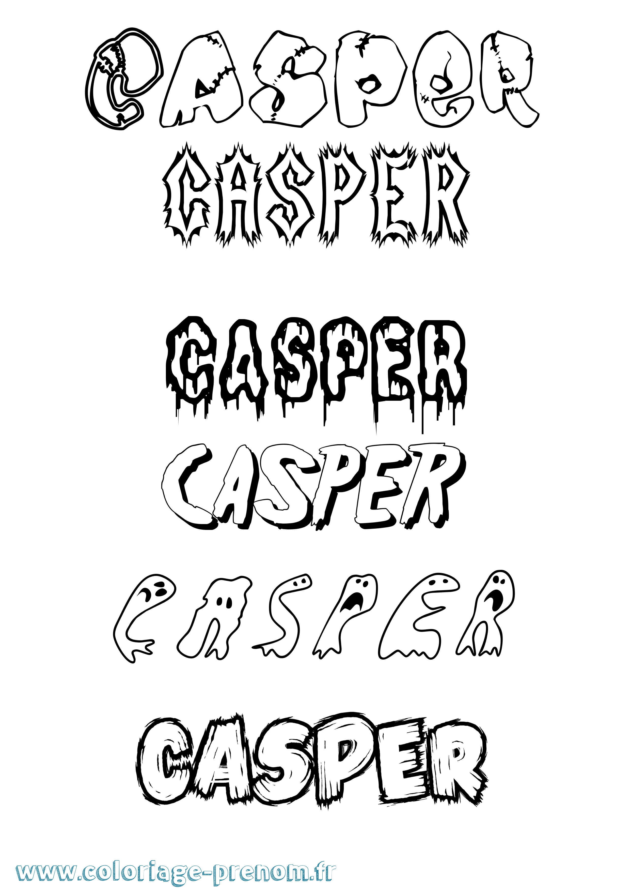 Coloriage Casper Frisson Coloriage prénom Casper Frisson