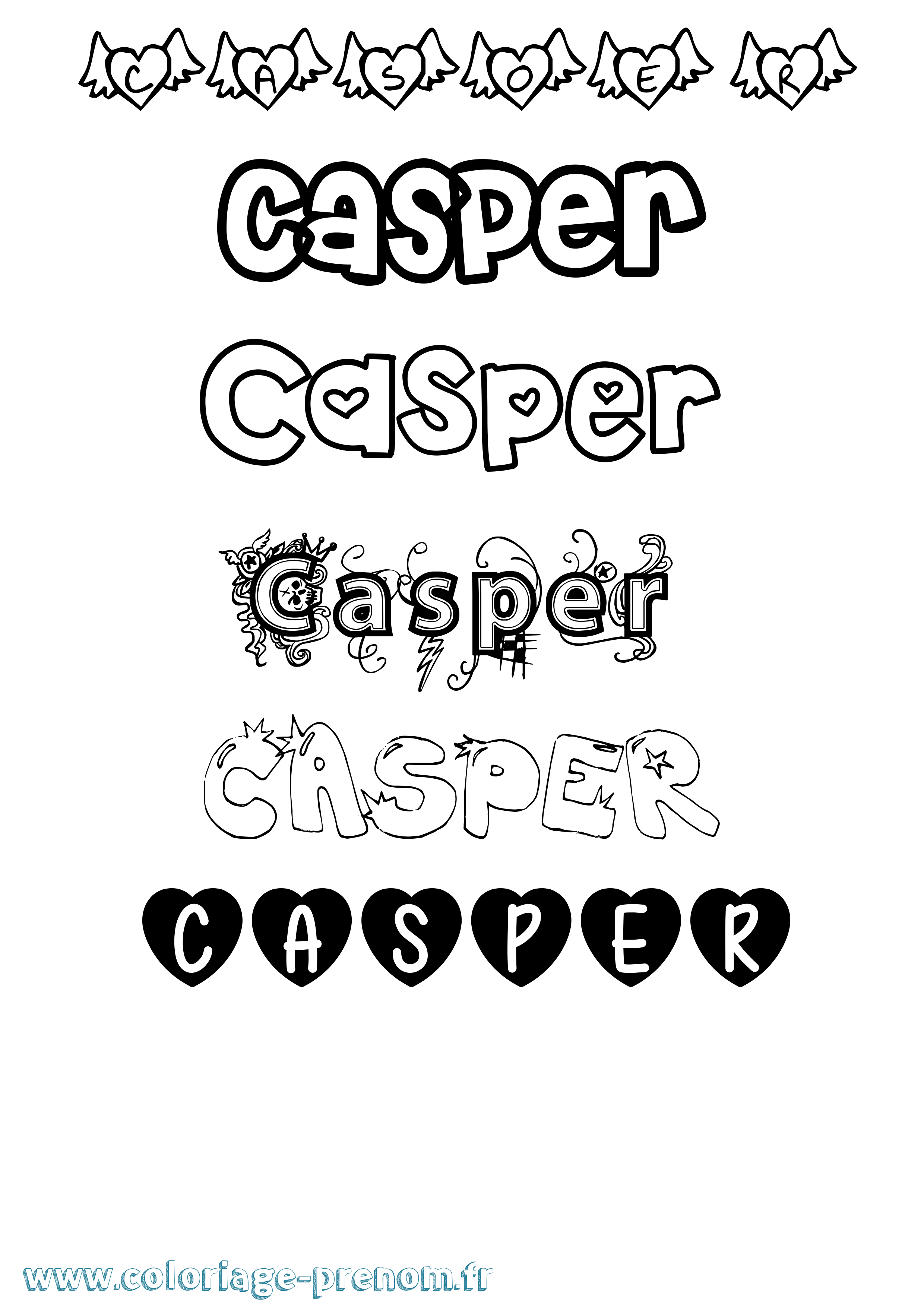 Coloriage Casper Girly Coloriage prénom Casper Girly