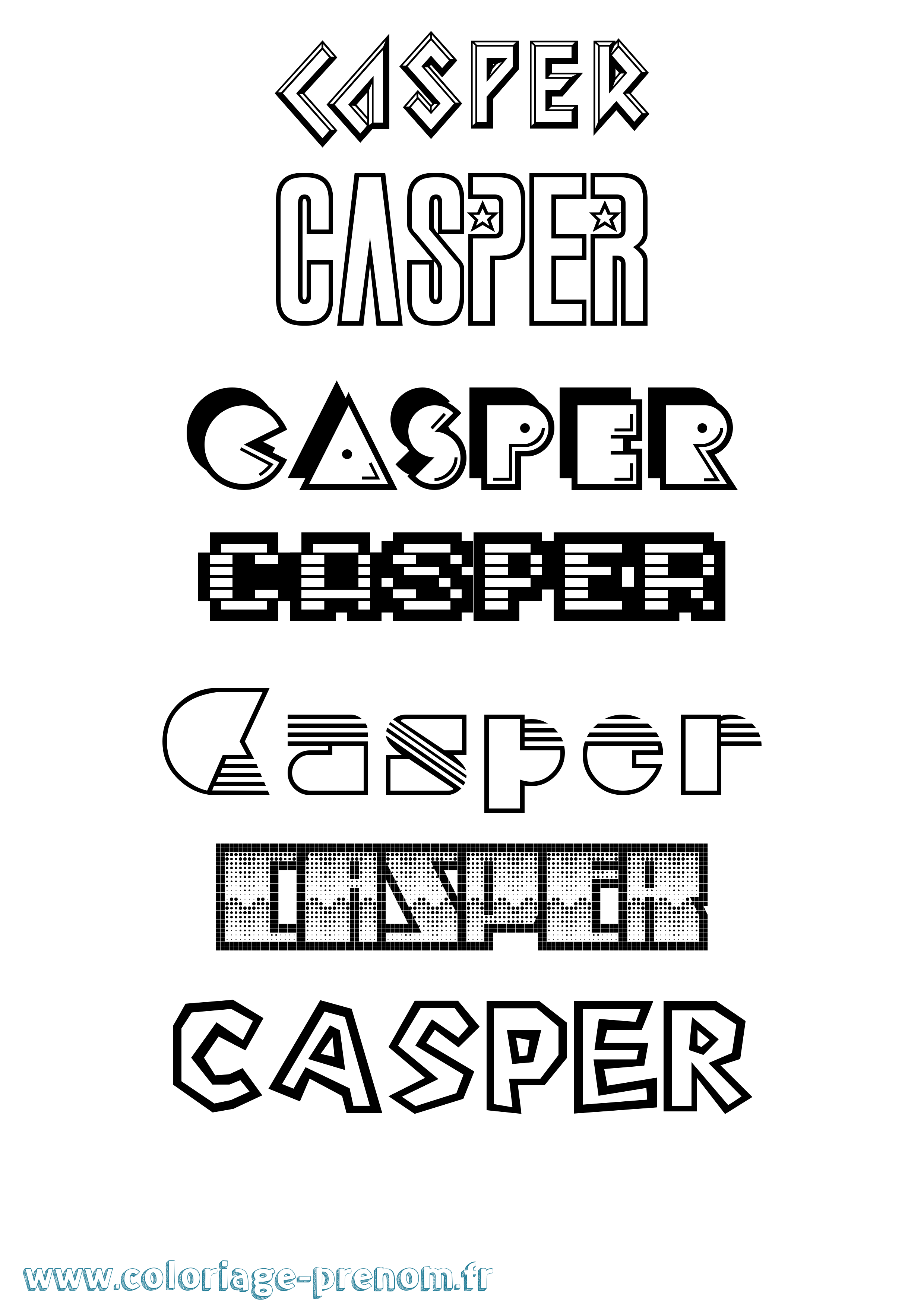 Coloriage prénom Casper Jeux Vidéos