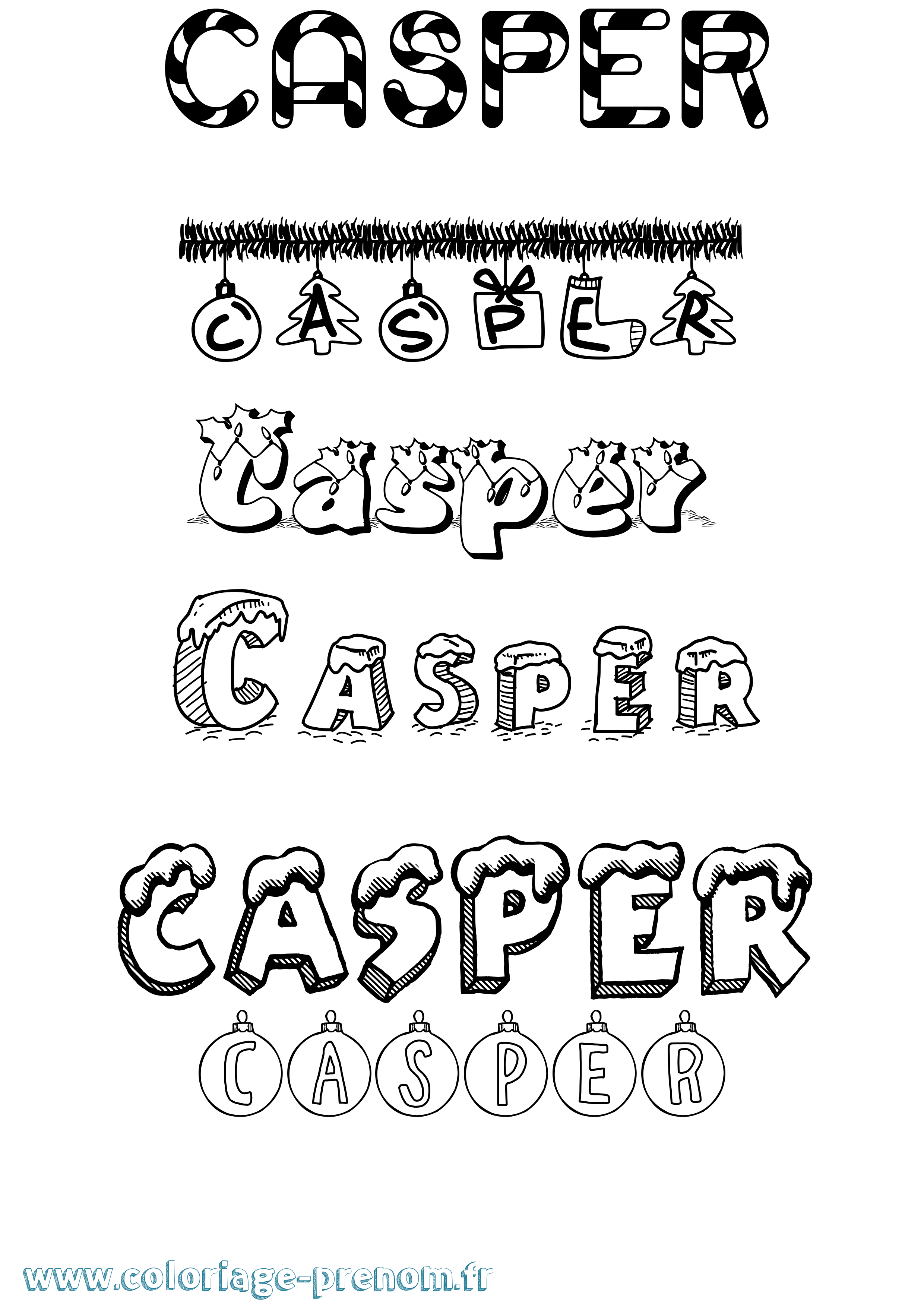 Coloriage Casper Noël Coloriage prénom Casper Noël