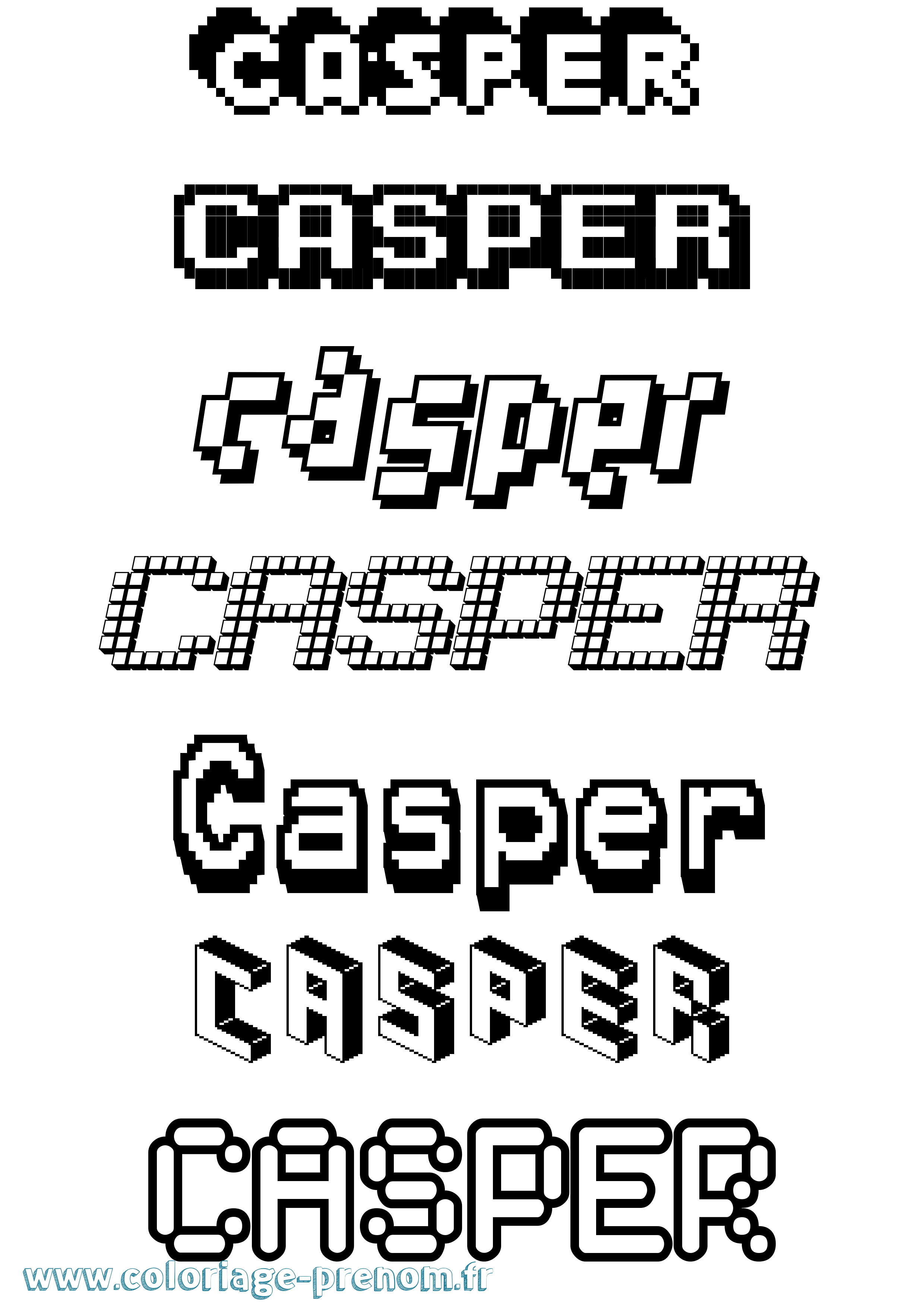 Coloriage prénom Casper Pixel
