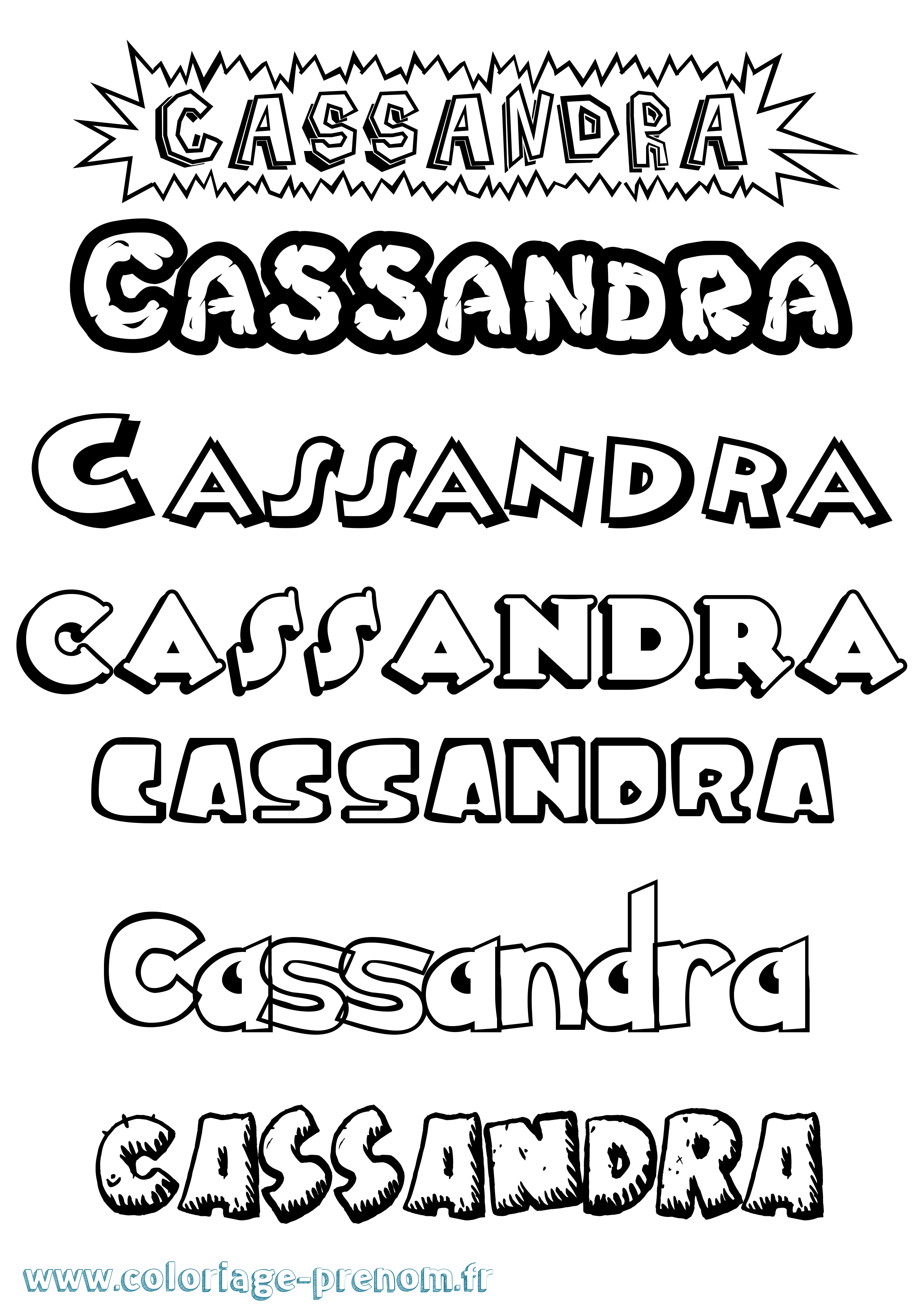 Coloriage prénom Cassandra