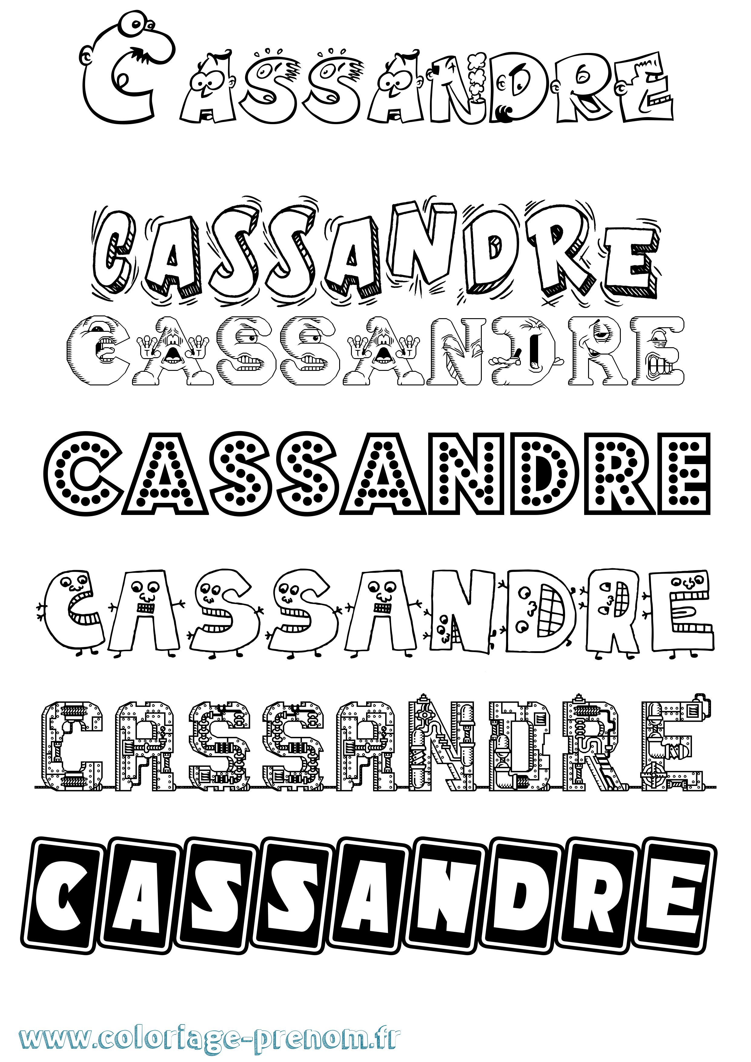 Coloriage prénom Cassandre Fun