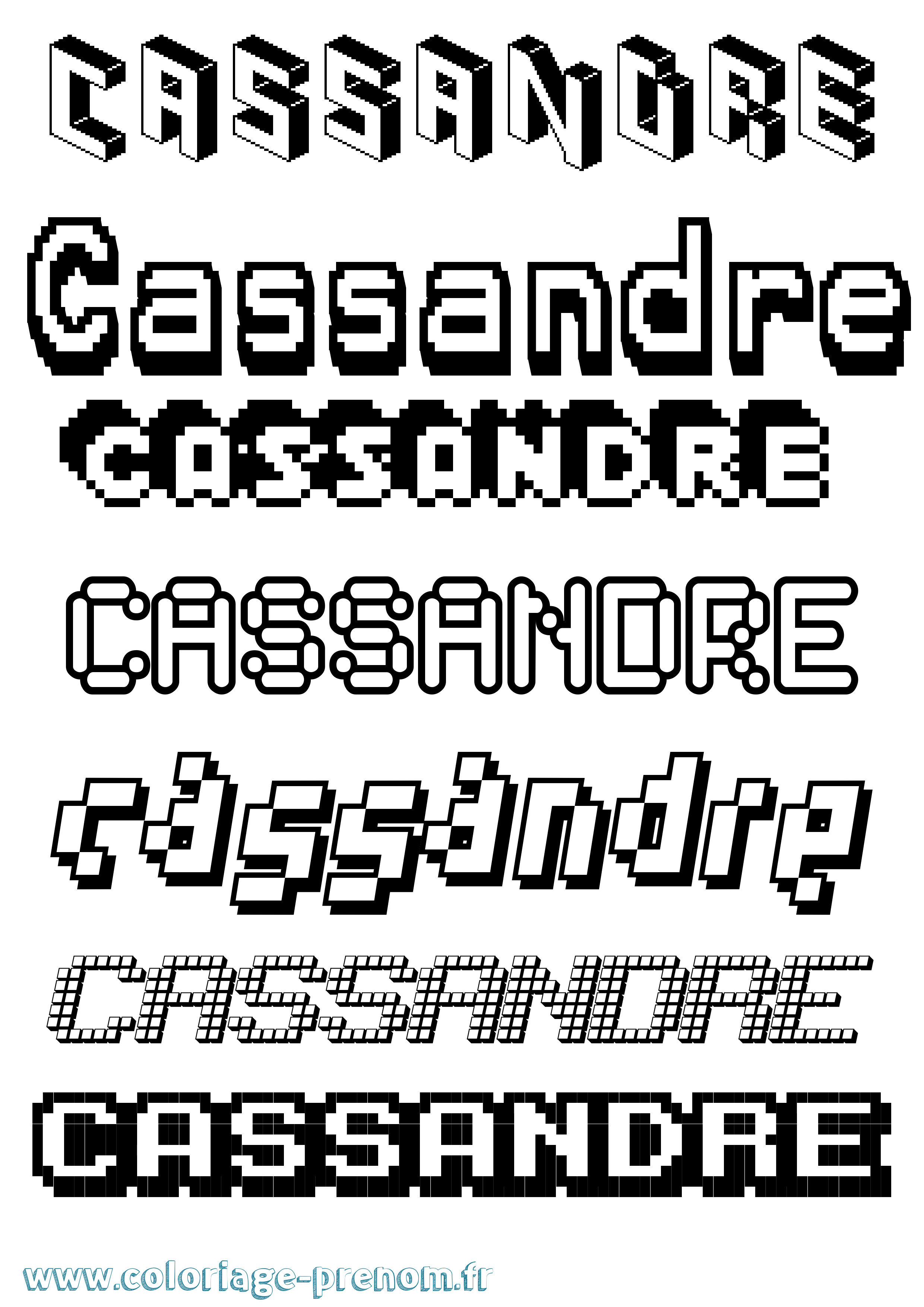 Coloriage prénom Cassandre Pixel