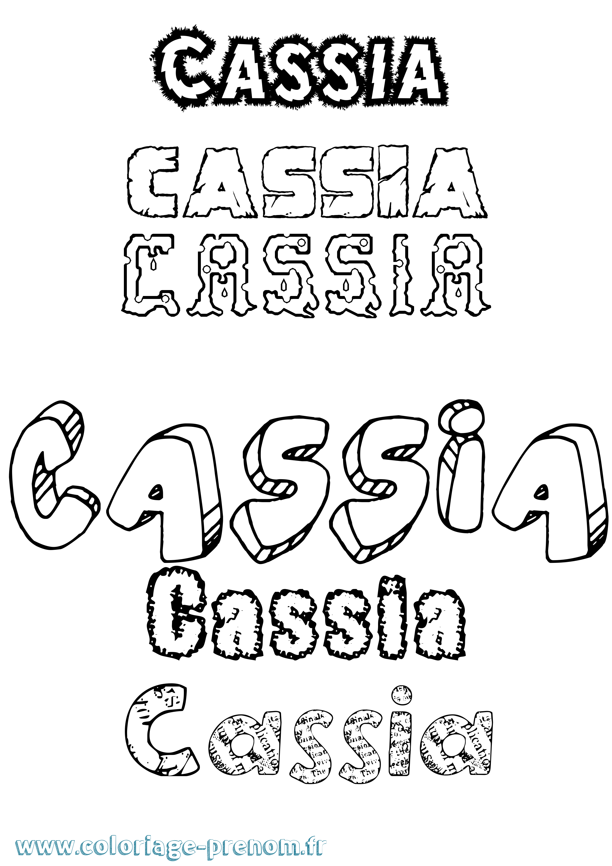 Coloriage Cassia Destructuré Coloriage prénom Cassia Destructuré