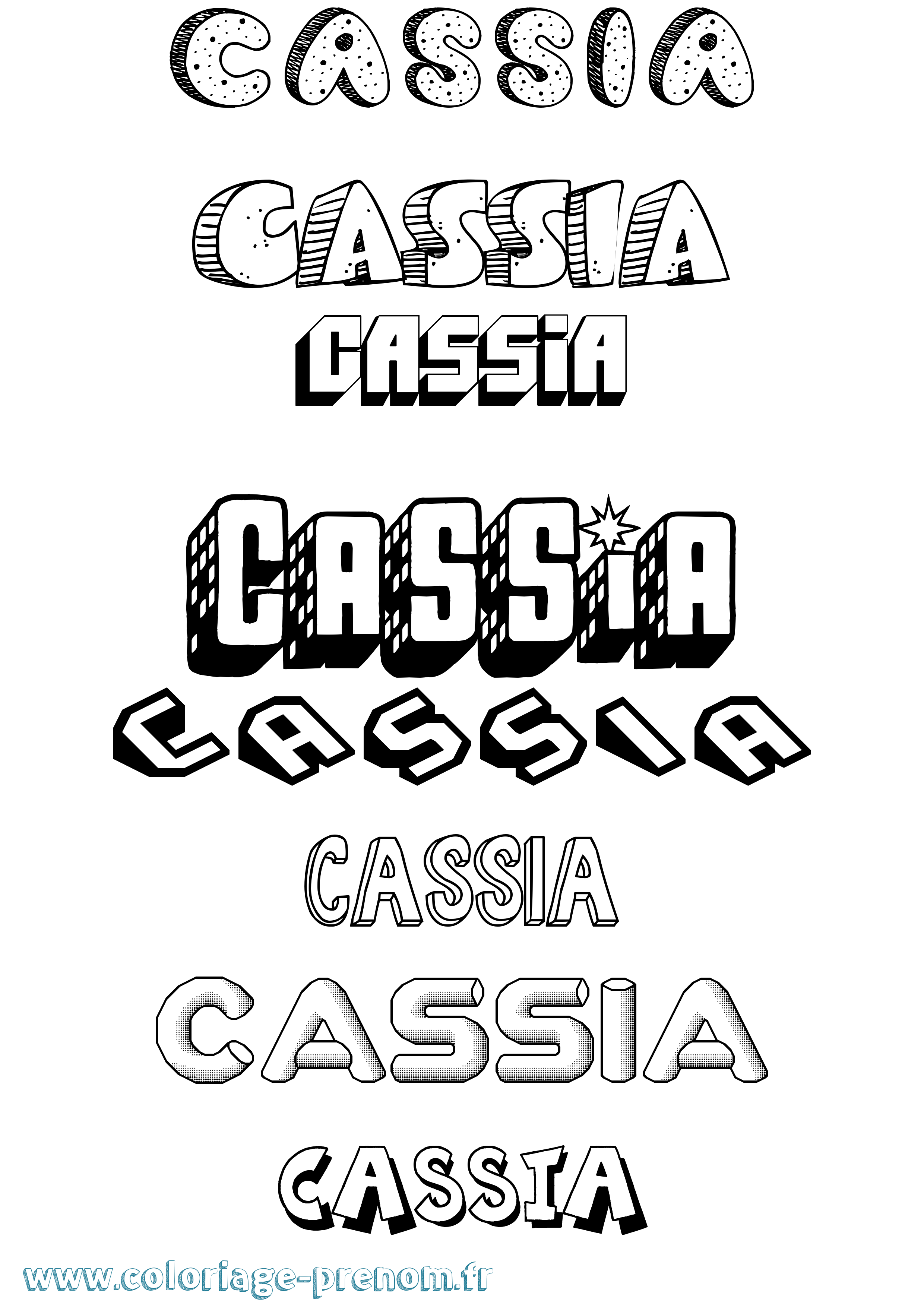 Coloriage Cassia Effet 3D Coloriage prénom Cassia Effet 3D