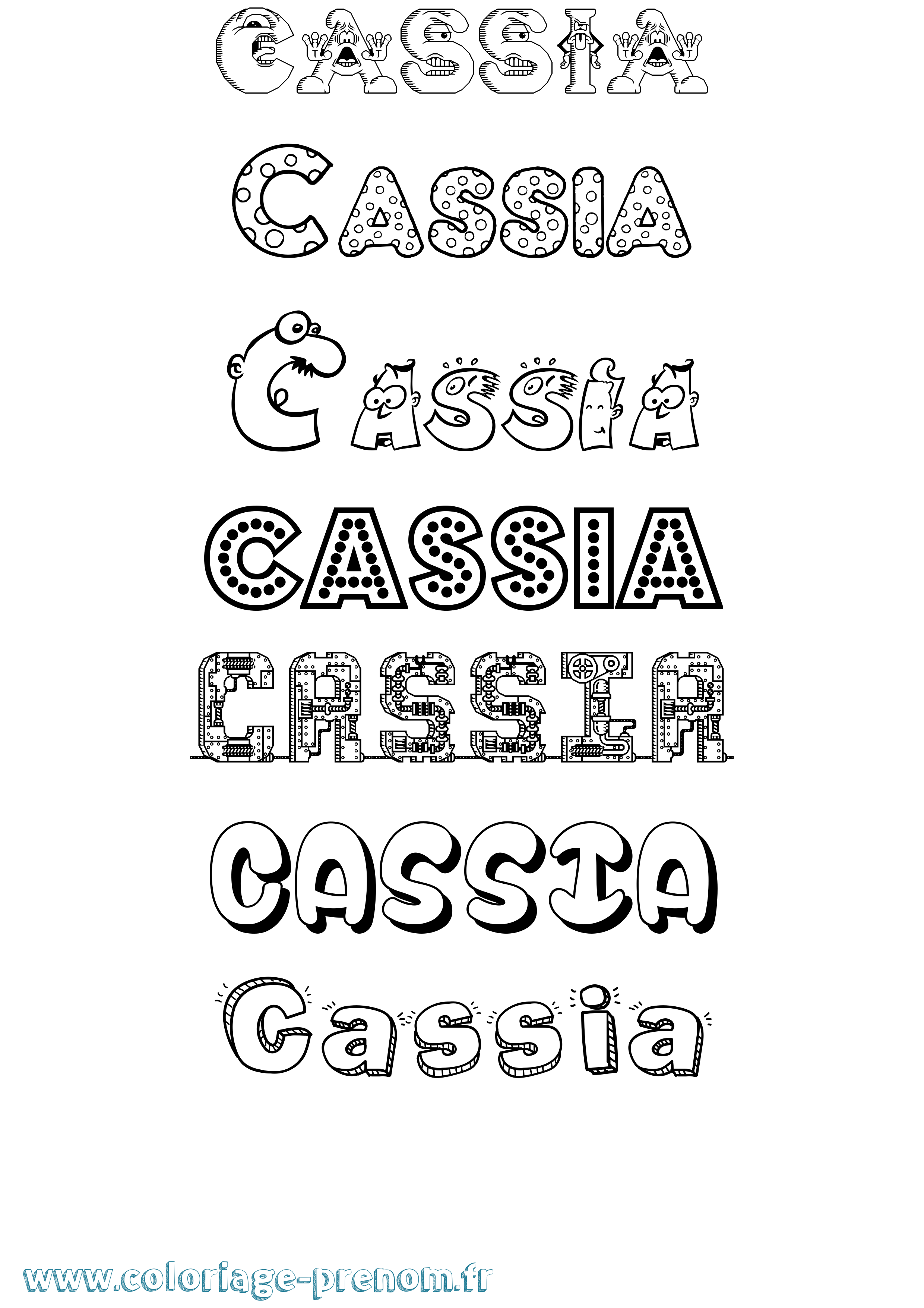 Coloriage prénom Cassia Fun