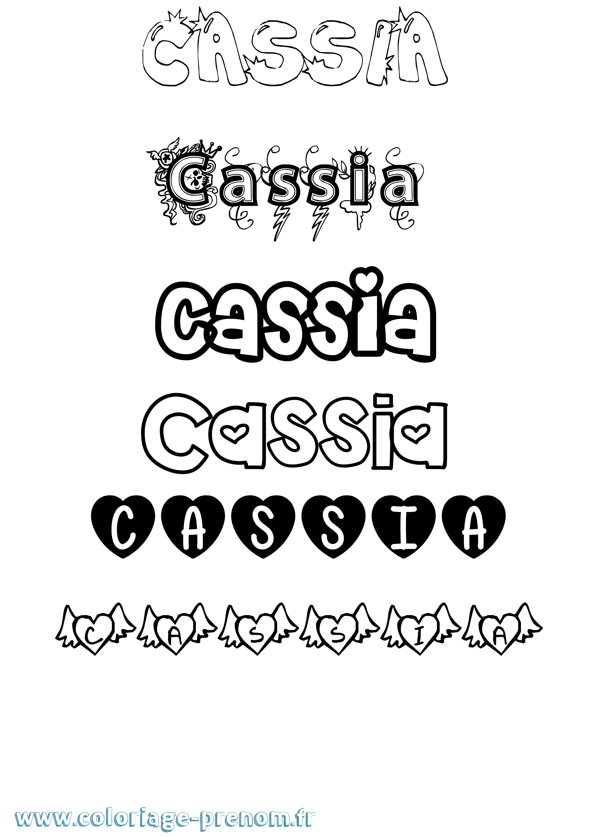 Coloriage prénom Cassia Girly