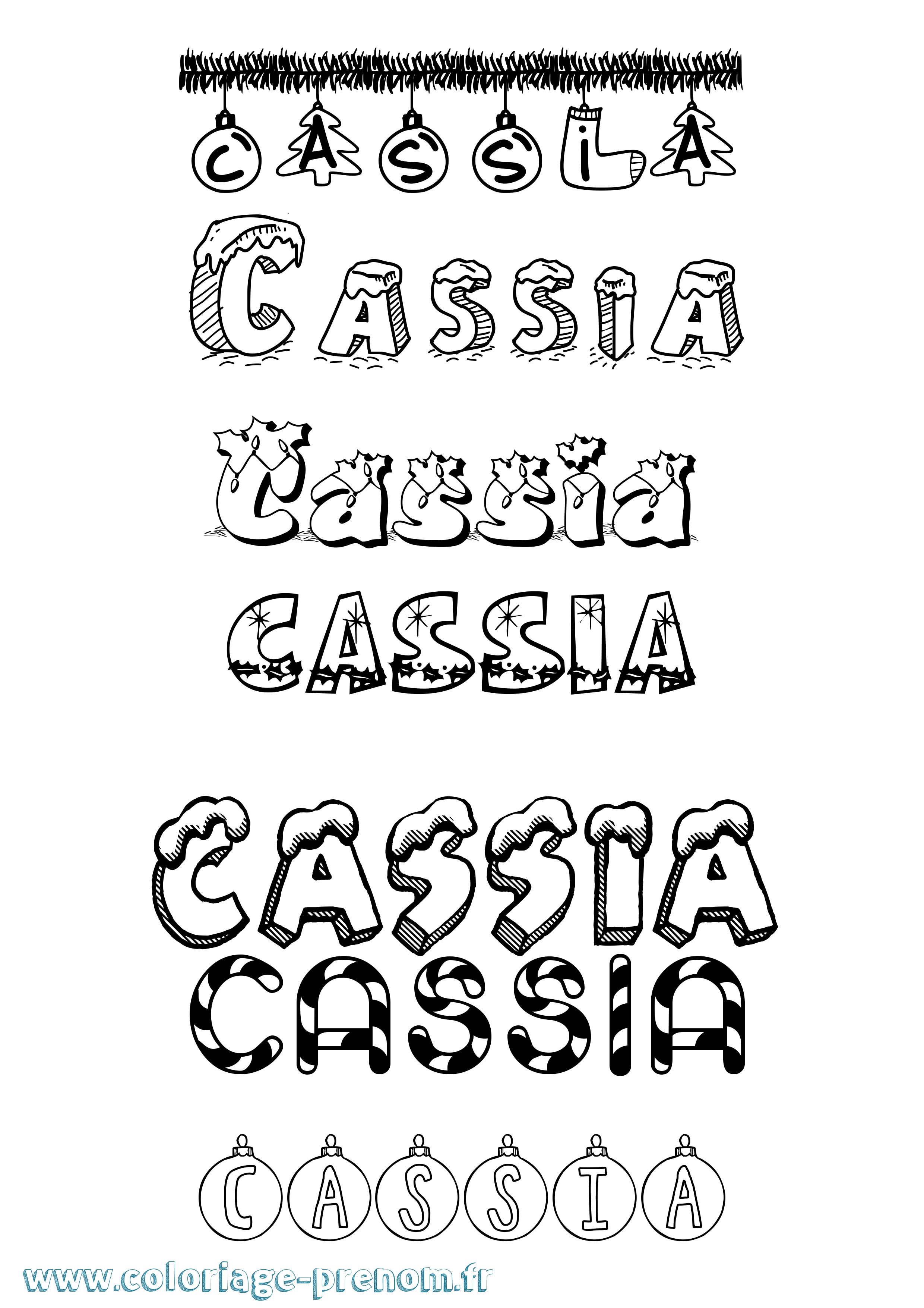 Coloriage Cassia Noël Coloriage prénom Cassia Noël