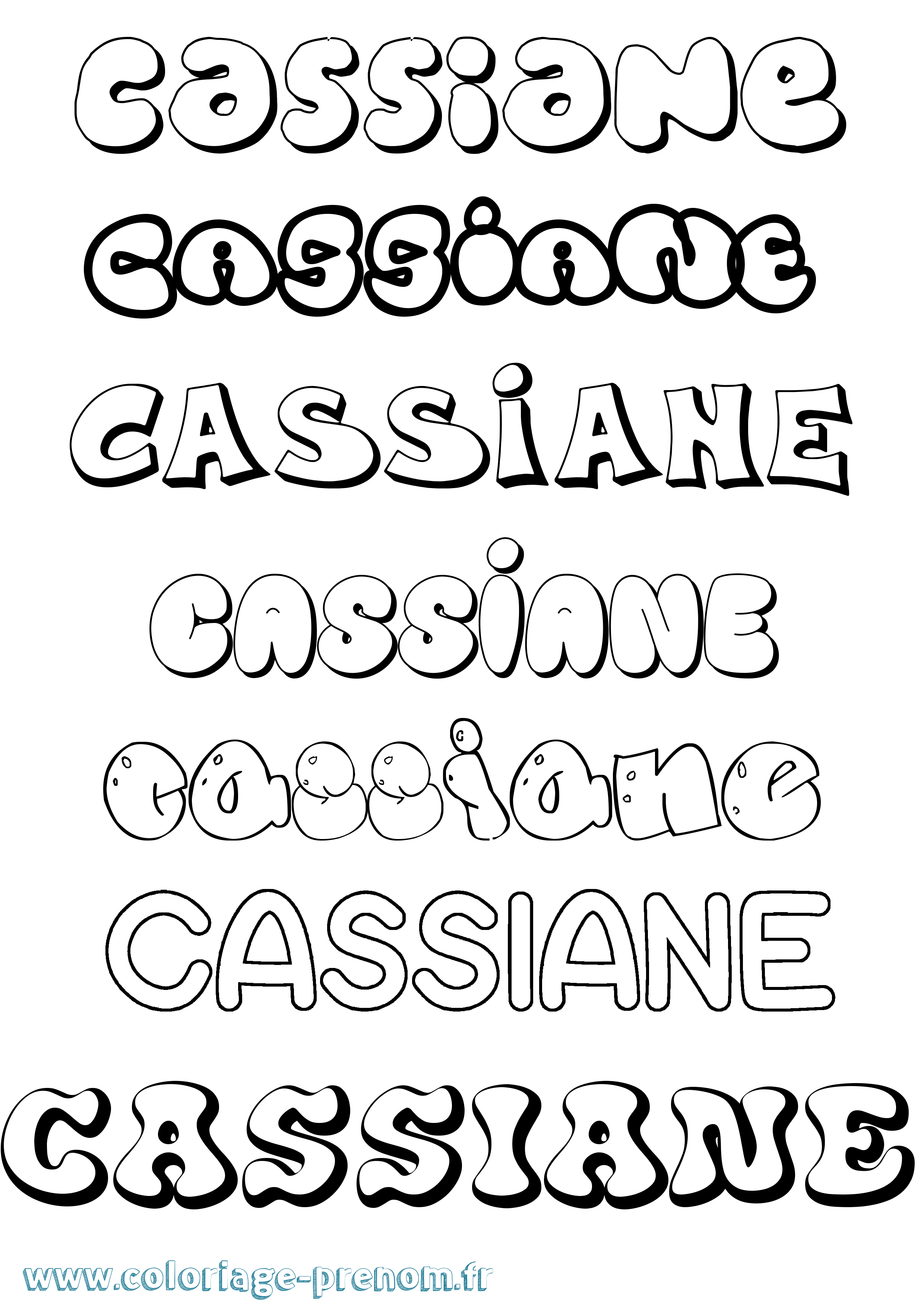 Coloriage Cassiane Bubble Coloriage prénom Cassiane Bubble