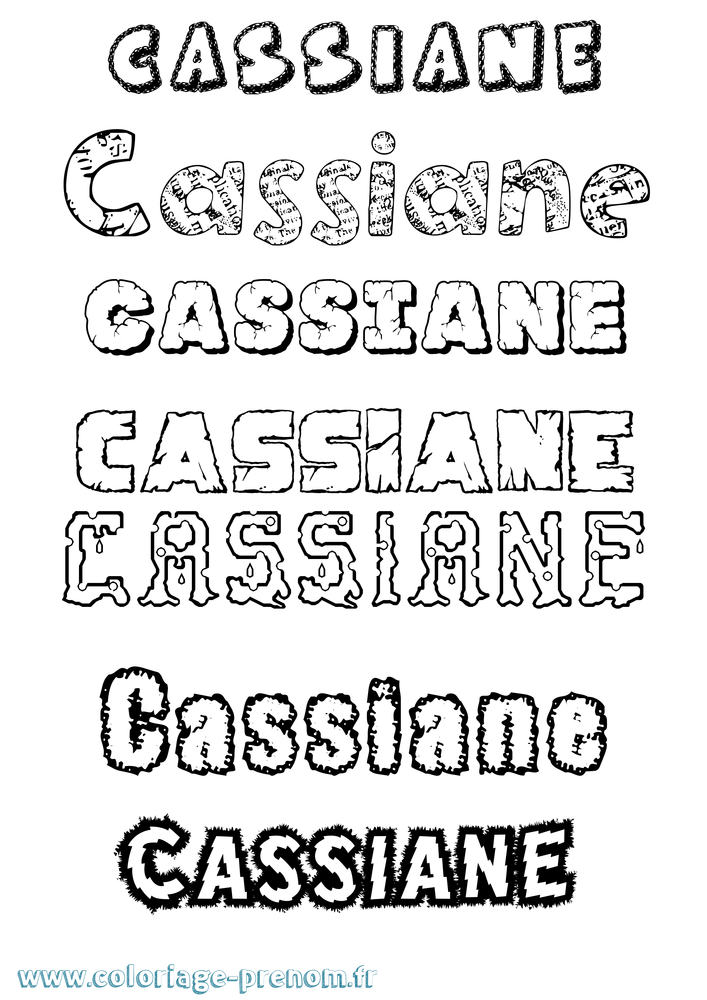 Coloriage prénom Cassiane Destructuré