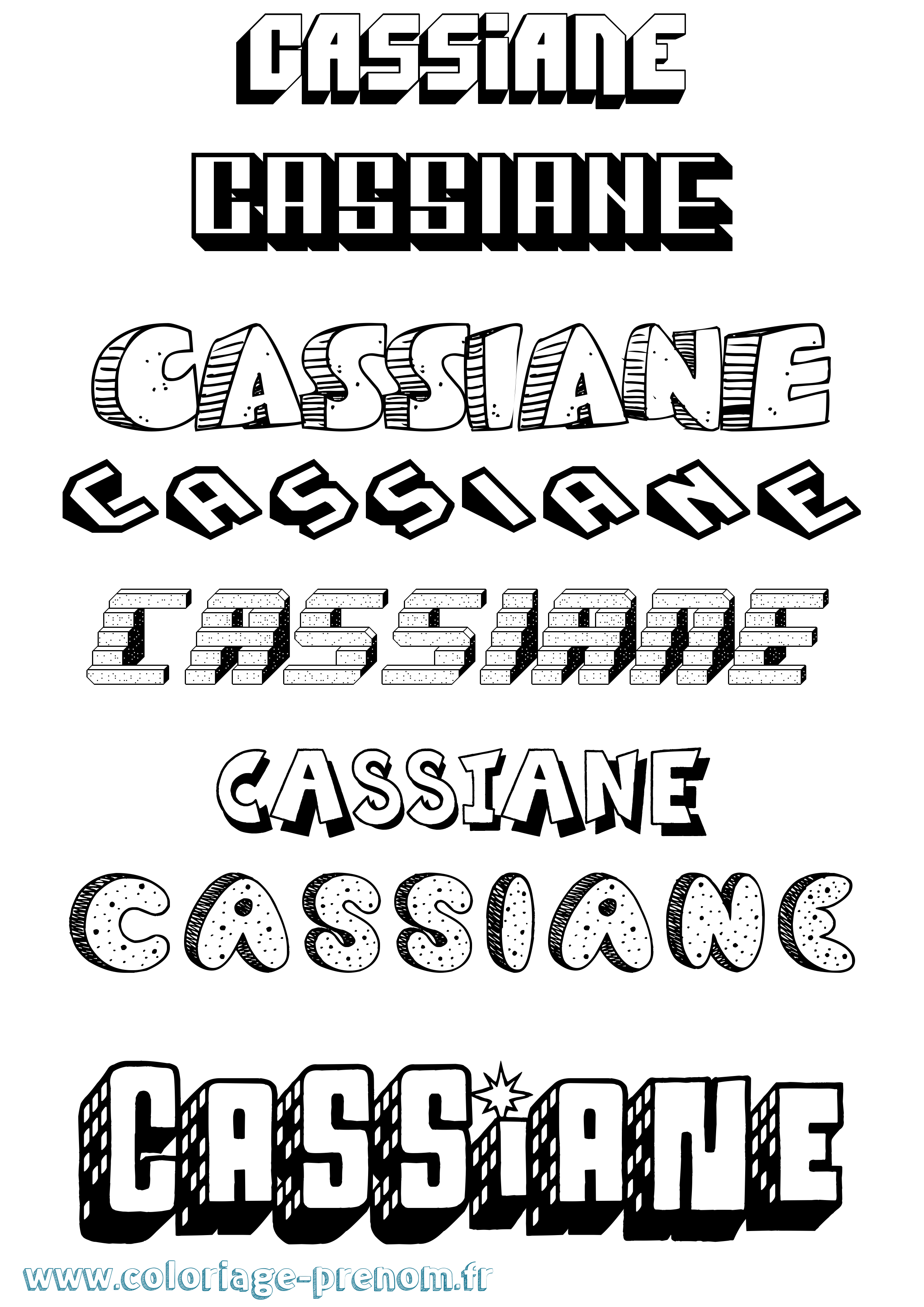 Coloriage Cassiane Effet 3D Coloriage prénom Cassiane Effet 3D