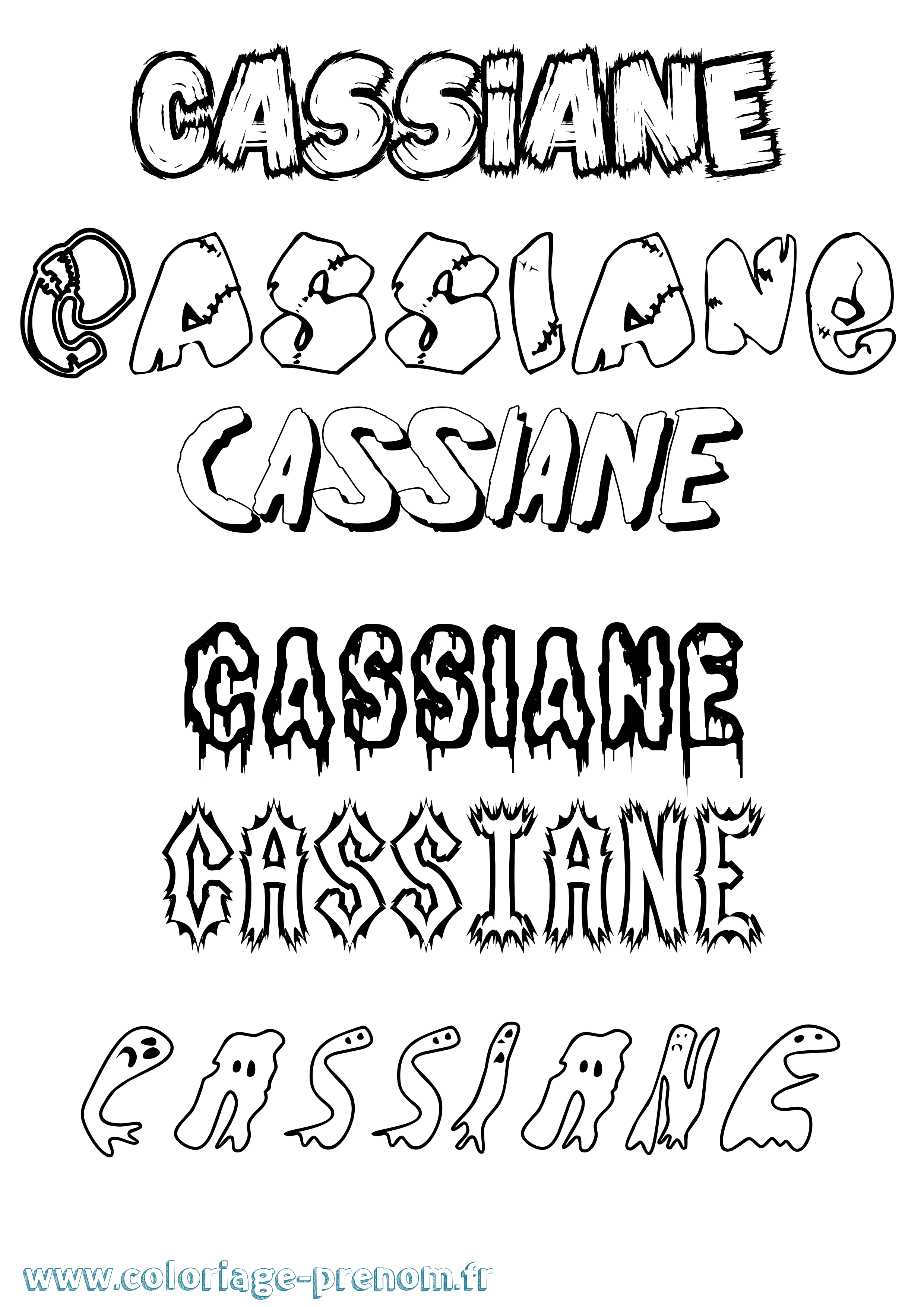 Coloriage Cassiane Frisson Coloriage prénom Cassiane Frisson