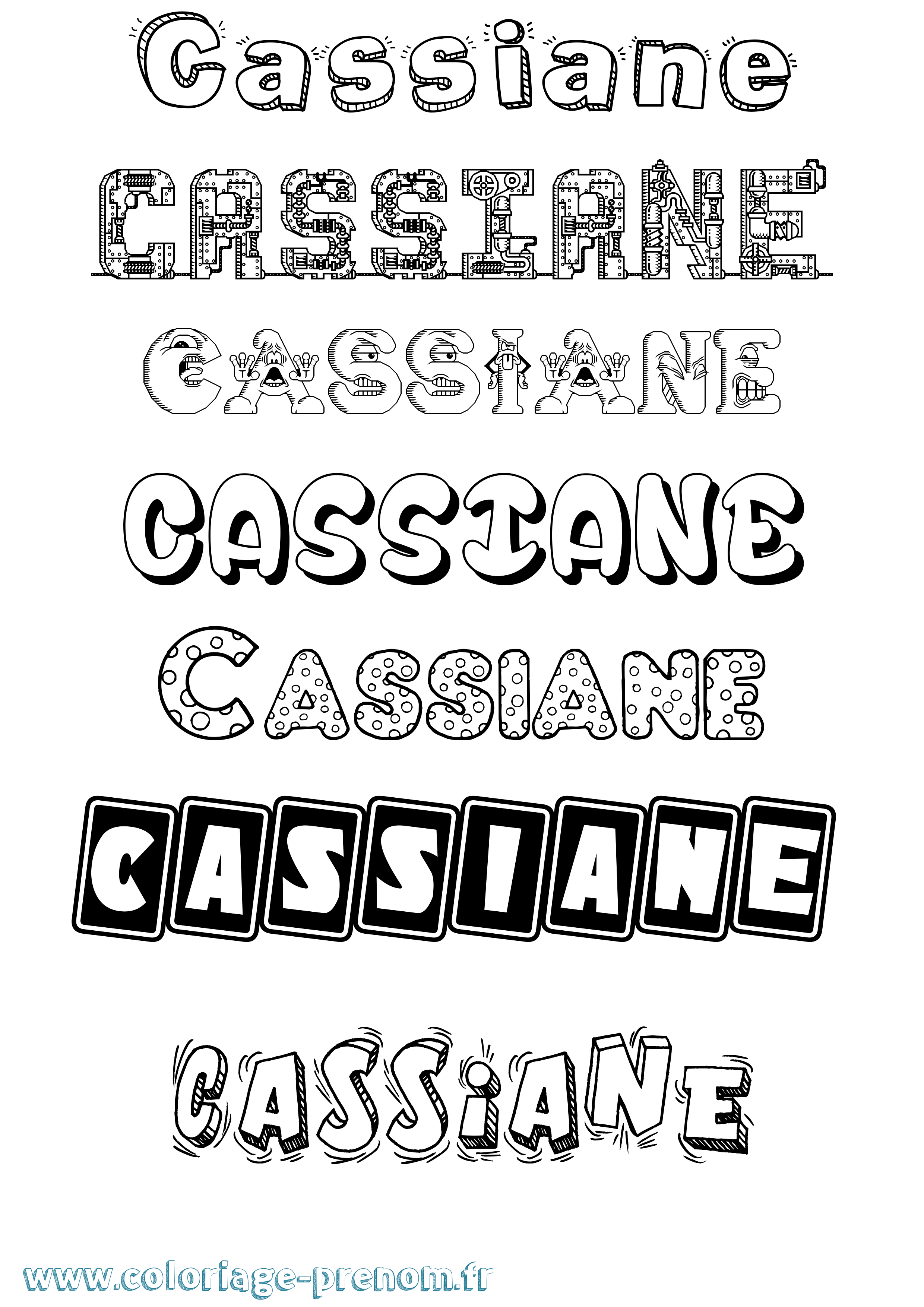 Coloriage prénom Cassiane Fun
