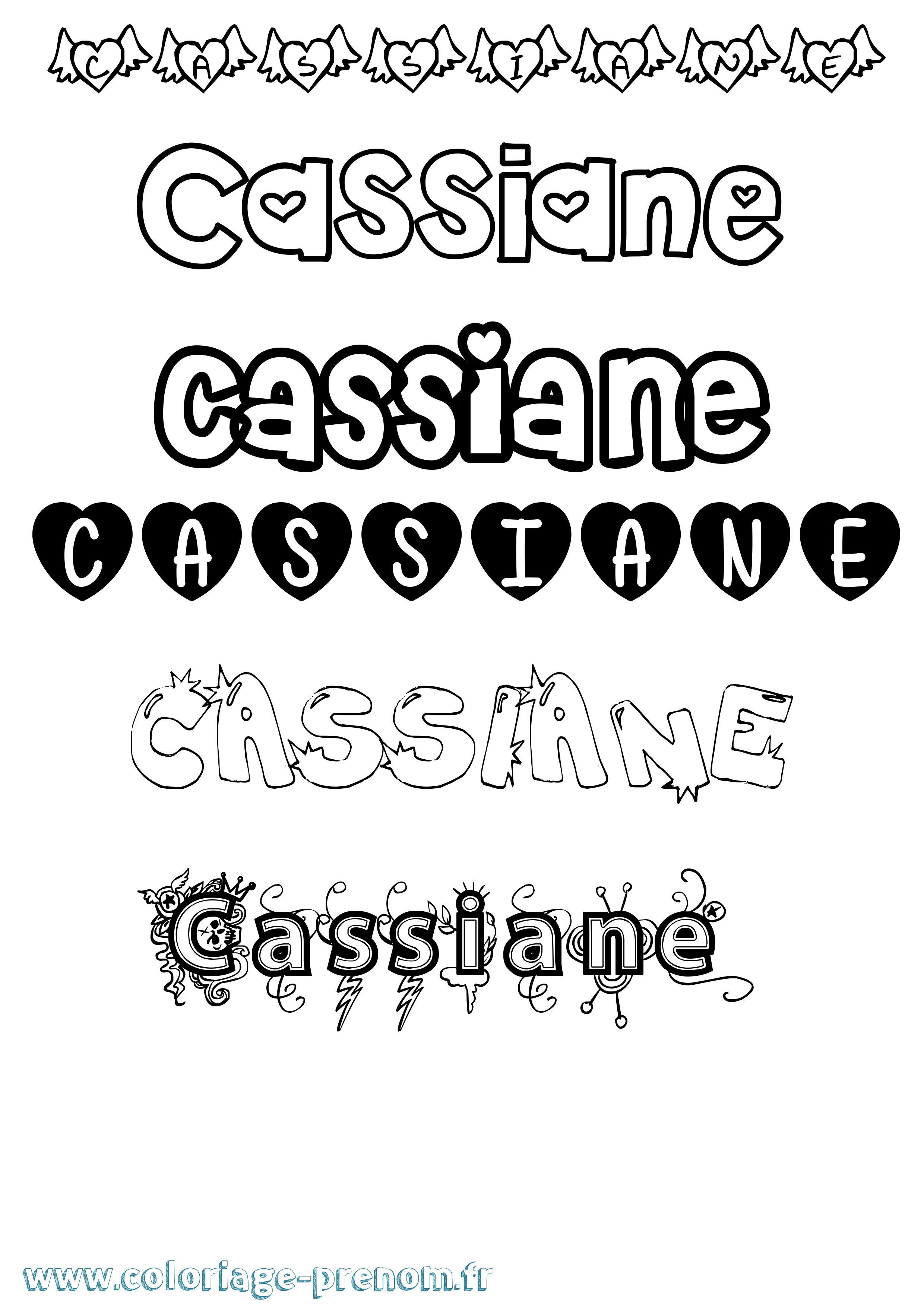 Coloriage prénom Cassiane Girly