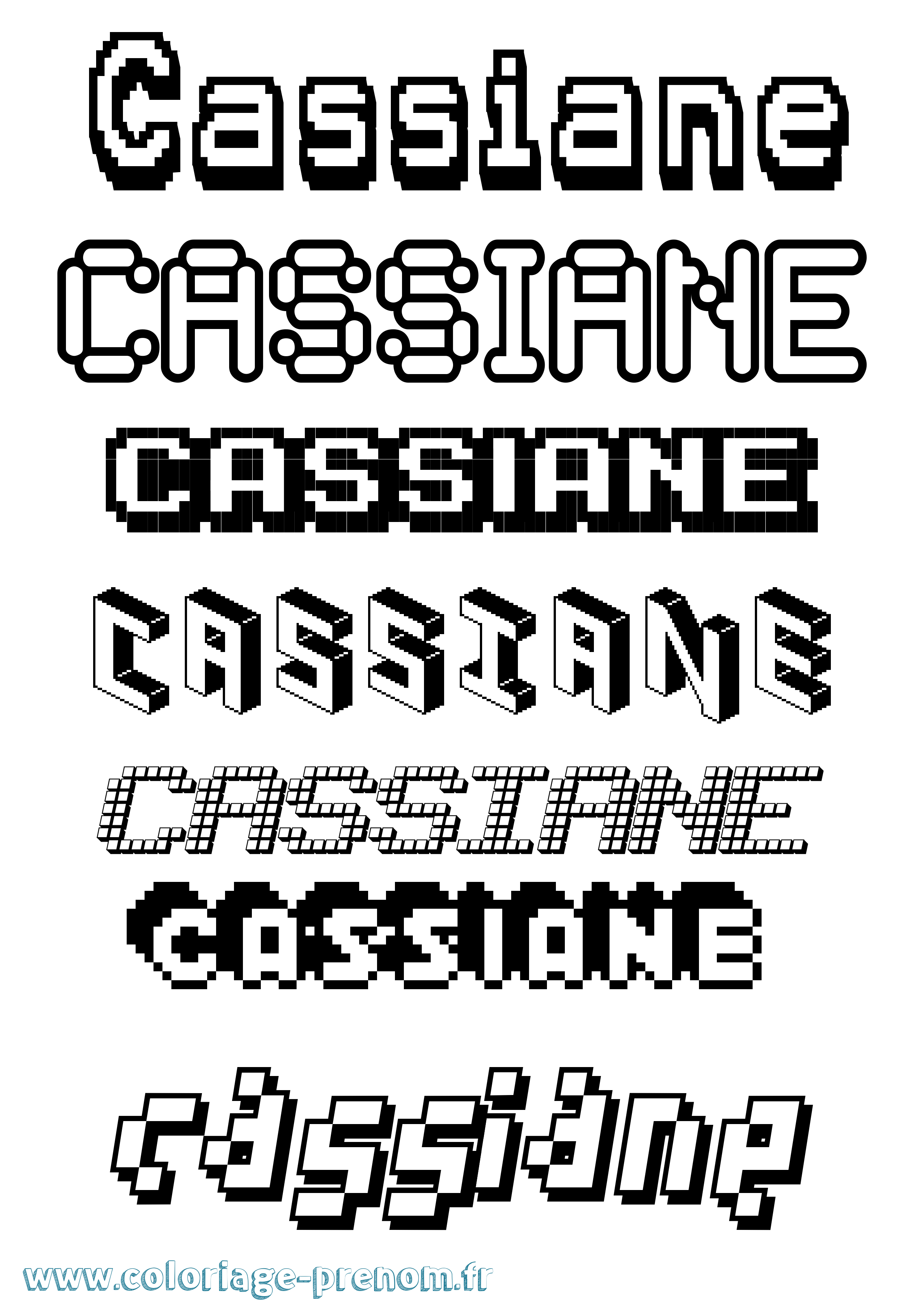 Coloriage Cassiane Pixel Coloriage prénom Cassiane Pixel