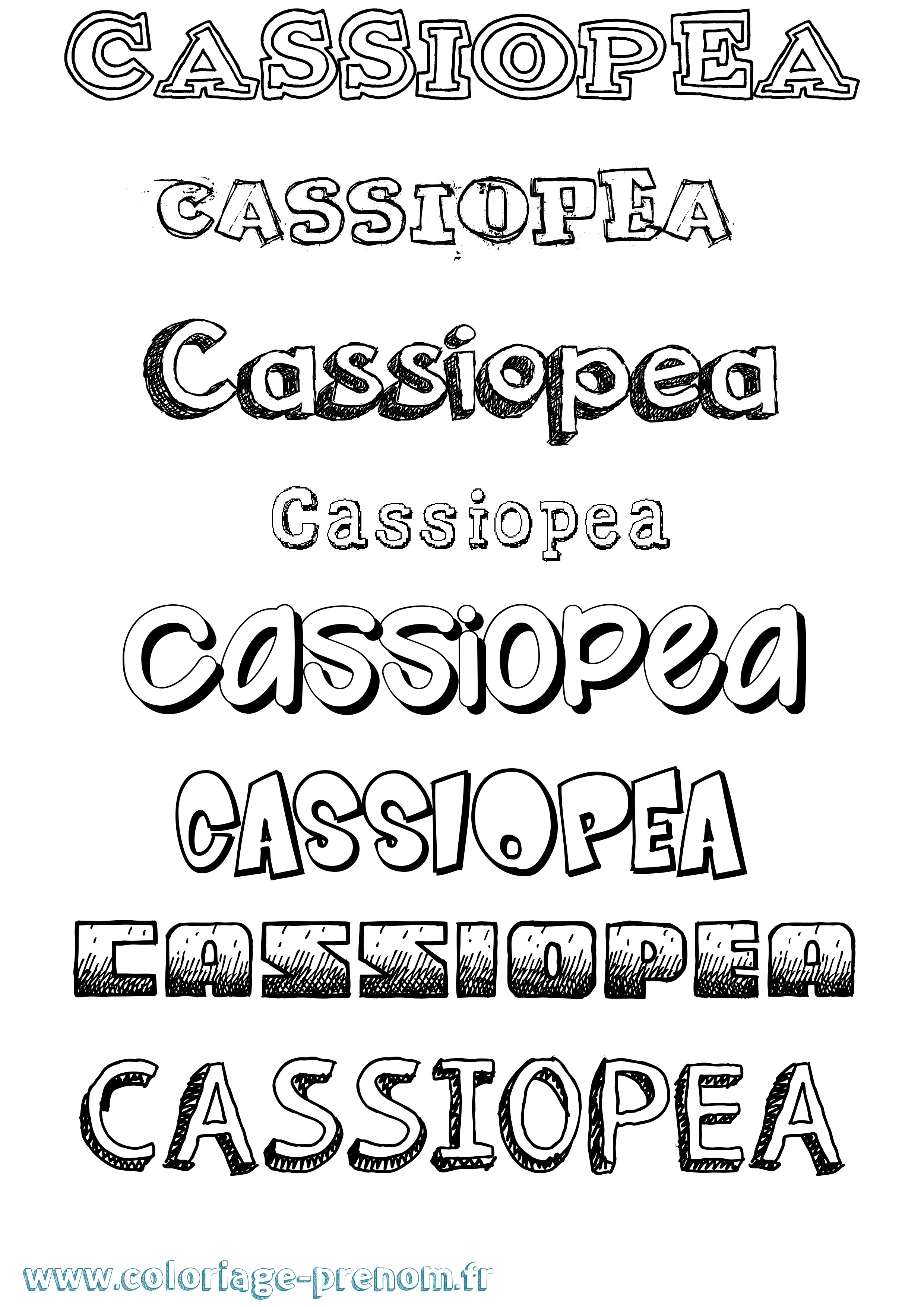 Coloriage prénom Cassiopea Dessiné
