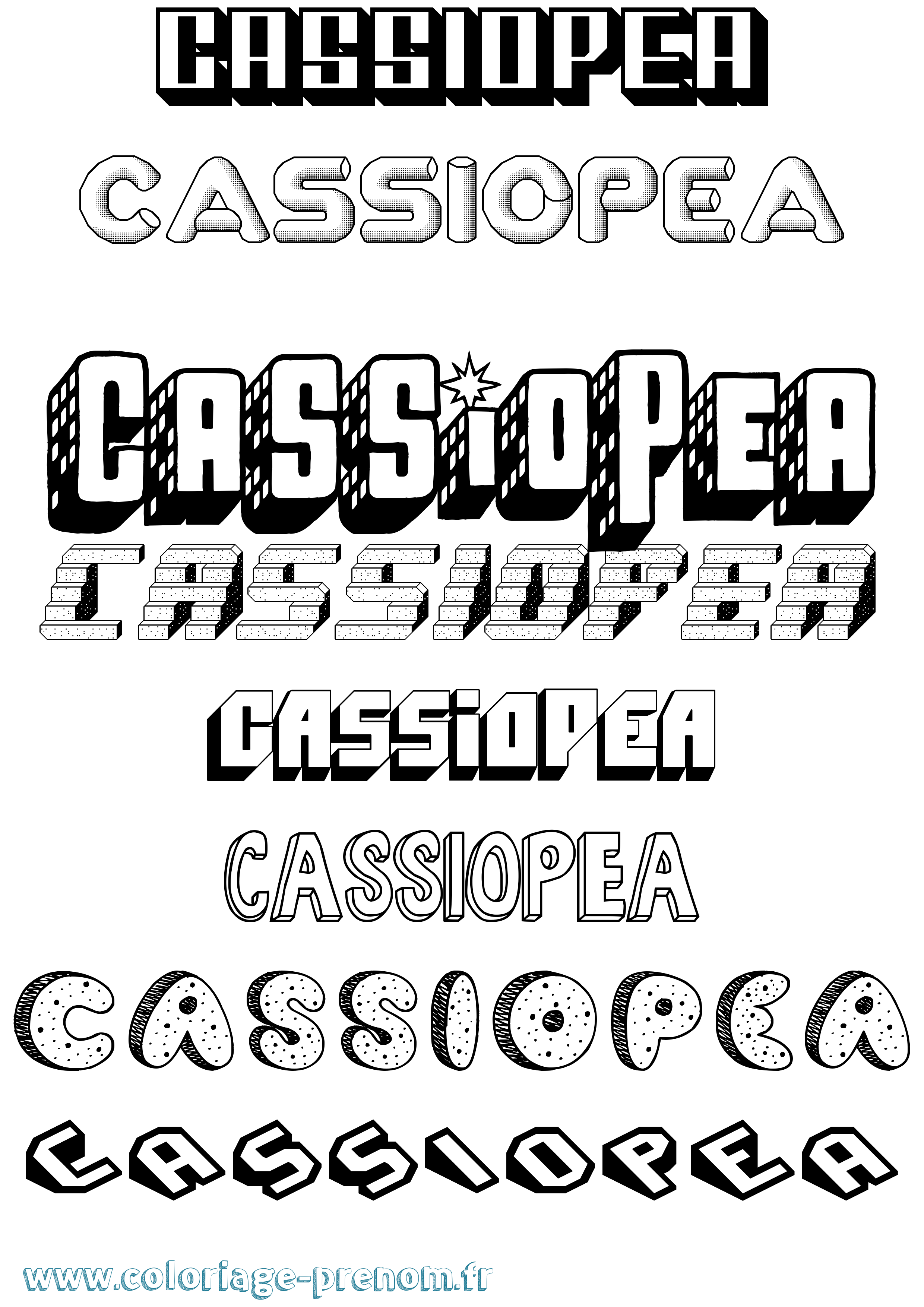 Coloriage prénom Cassiopea Effet 3D