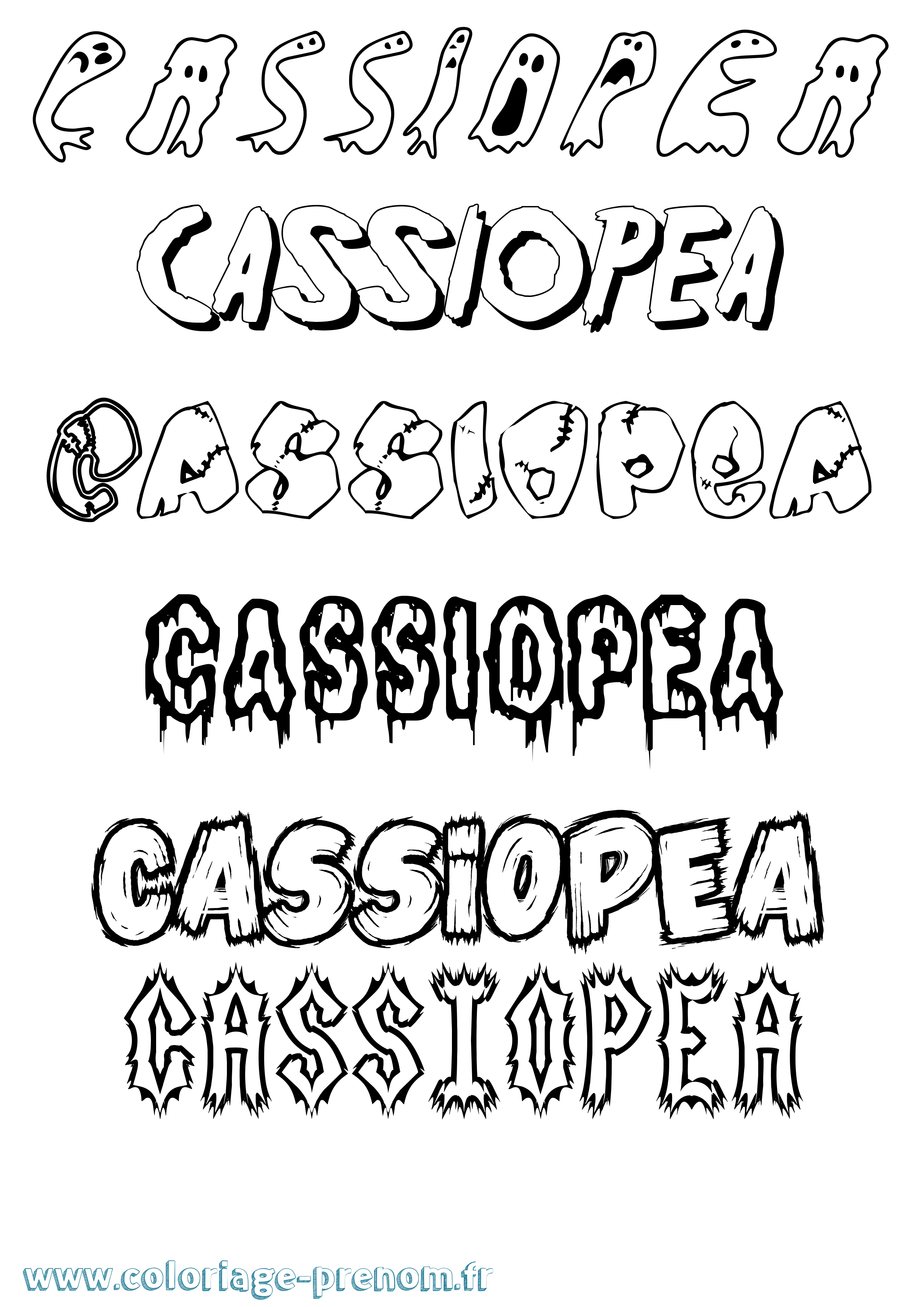 Coloriage prénom Cassiopea Frisson