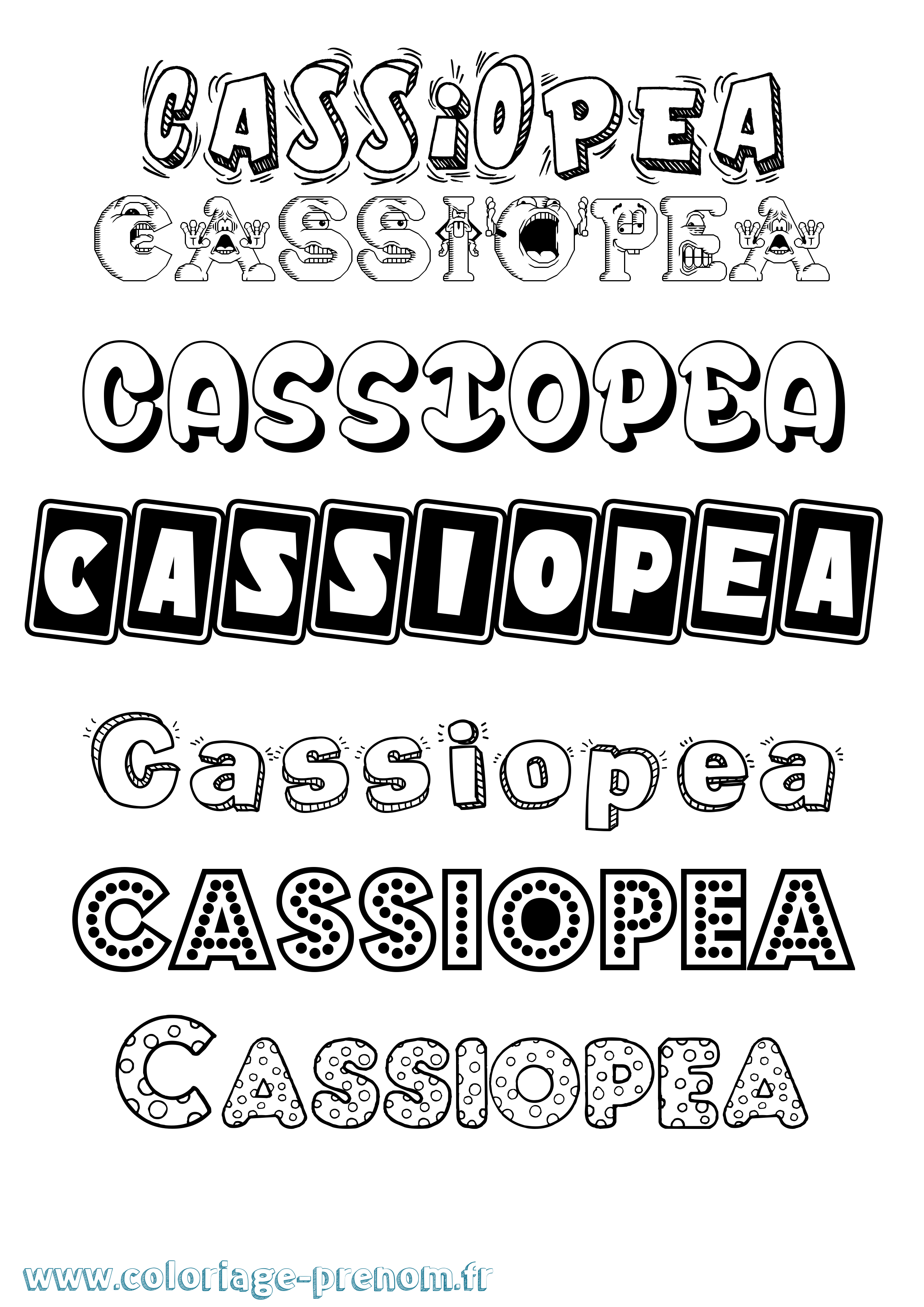 Coloriage prénom Cassiopea Fun