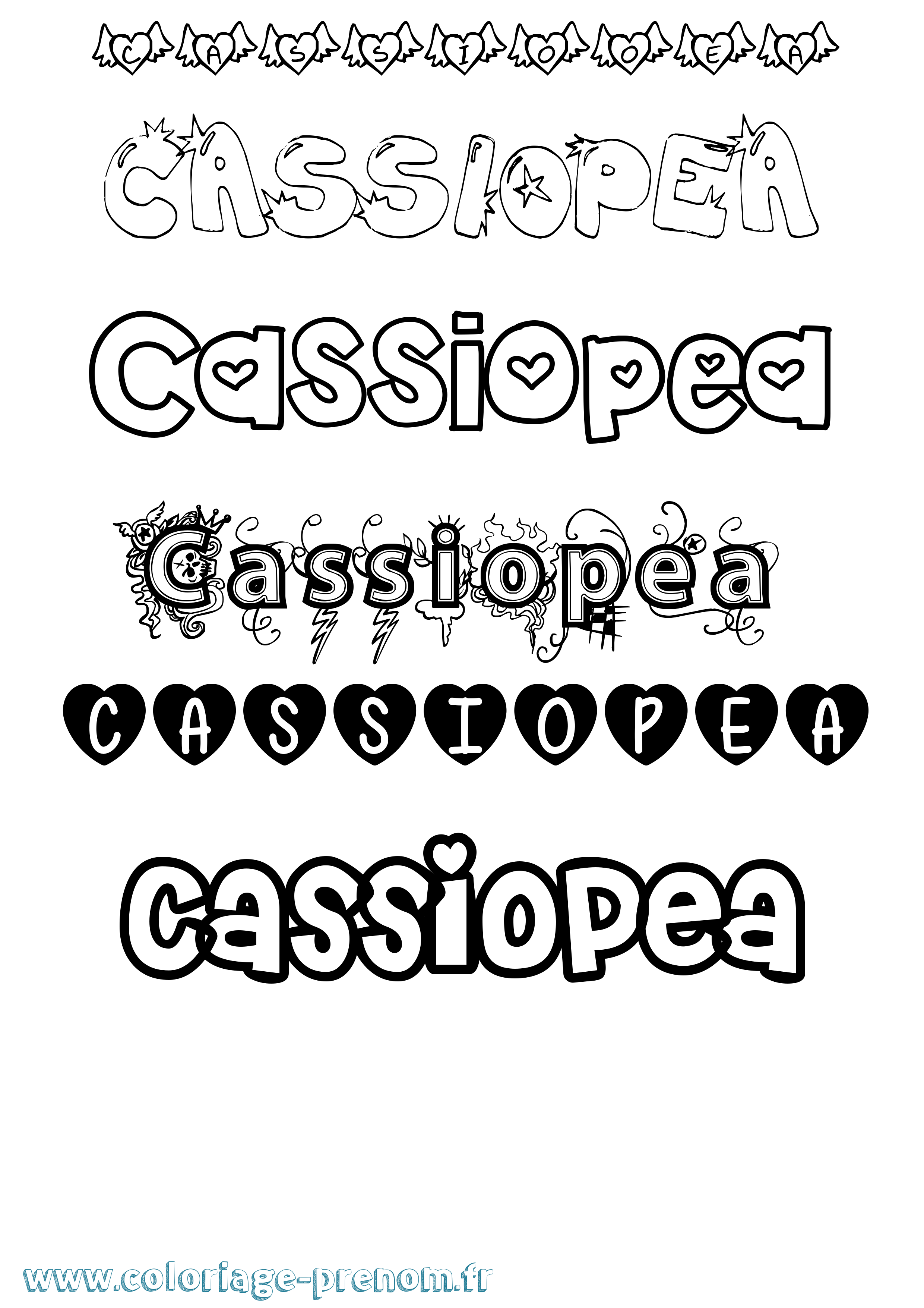 Coloriage Cassiopea Girly Coloriage prénom Cassiopea Girly