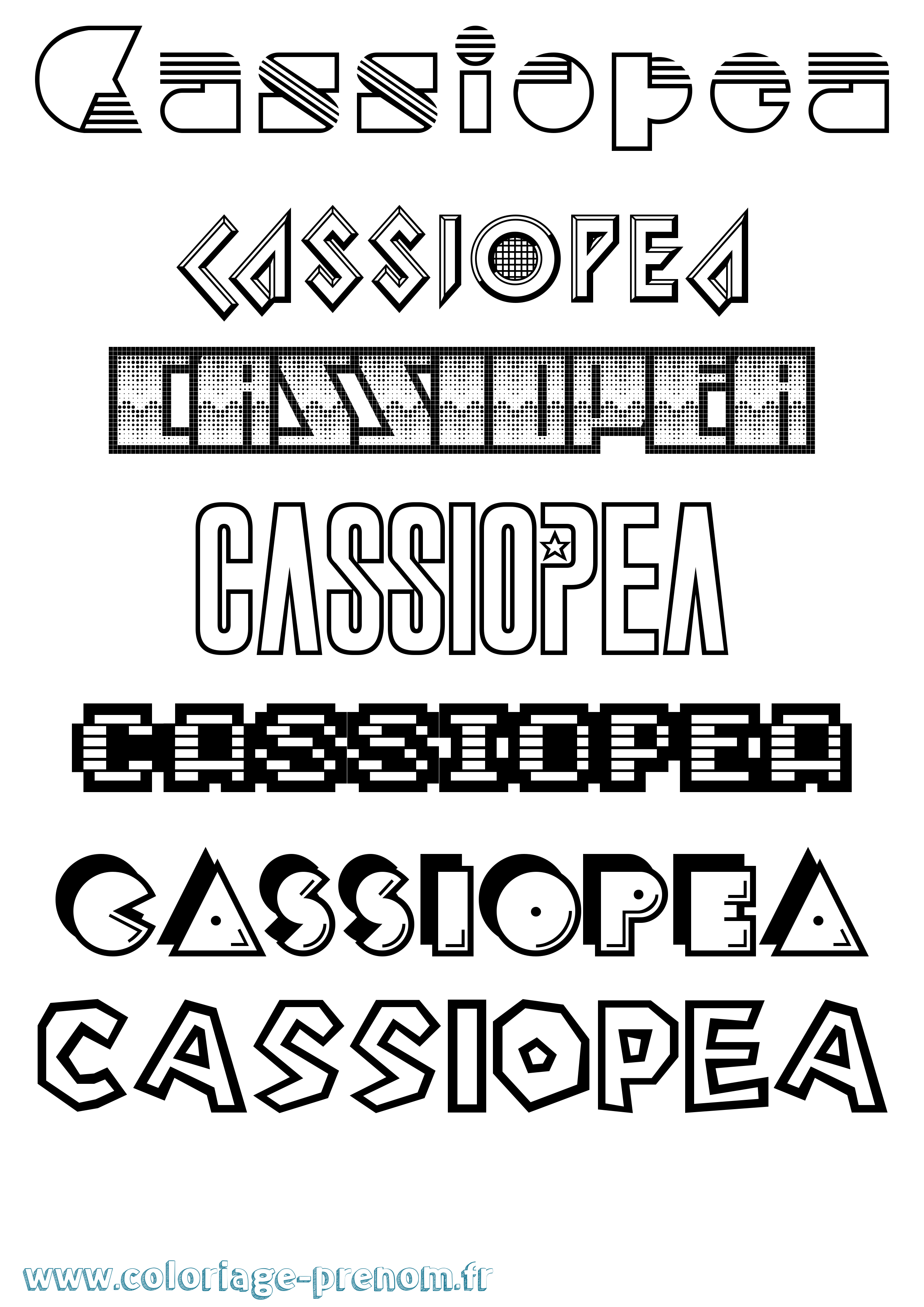 Coloriage prénom Cassiopea Jeux Vidéos