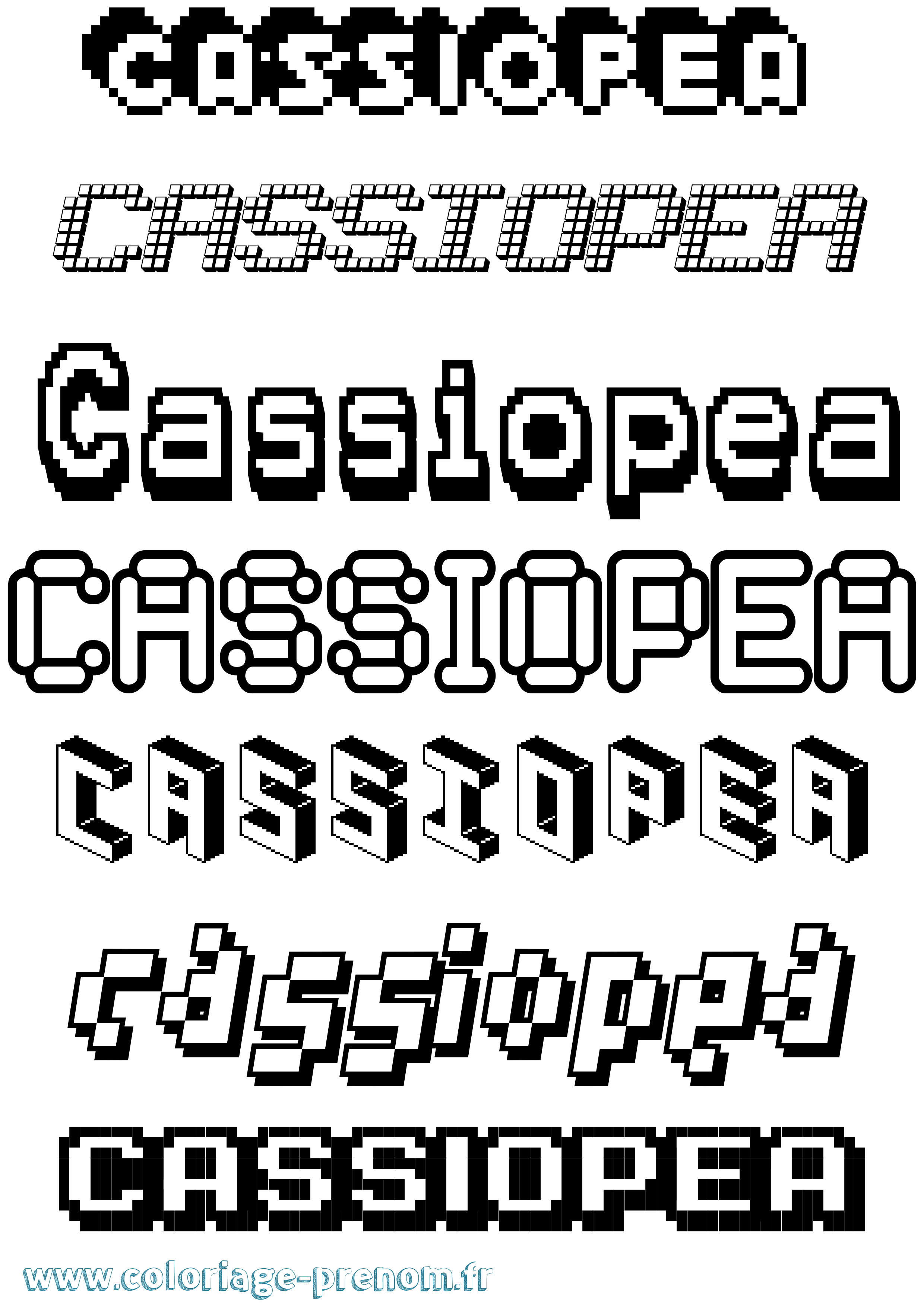 Coloriage Cassiopea Pixel Coloriage prénom Cassiopea Pixel