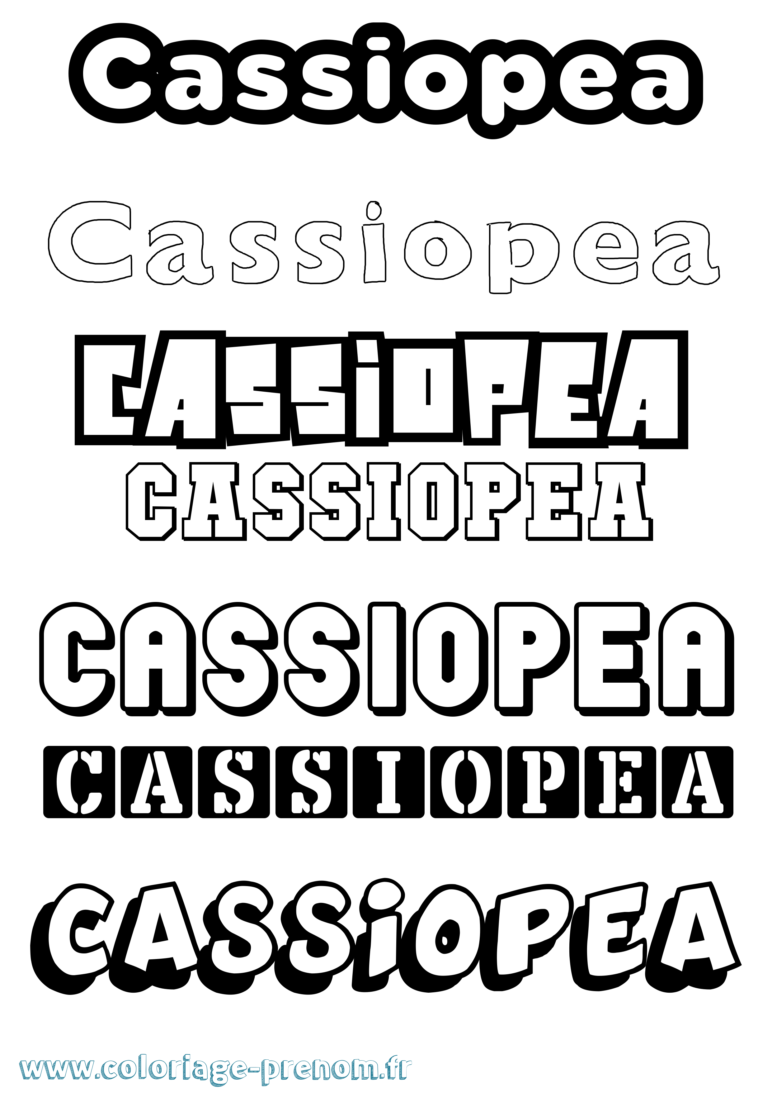 Coloriage prénom Cassiopea Simple