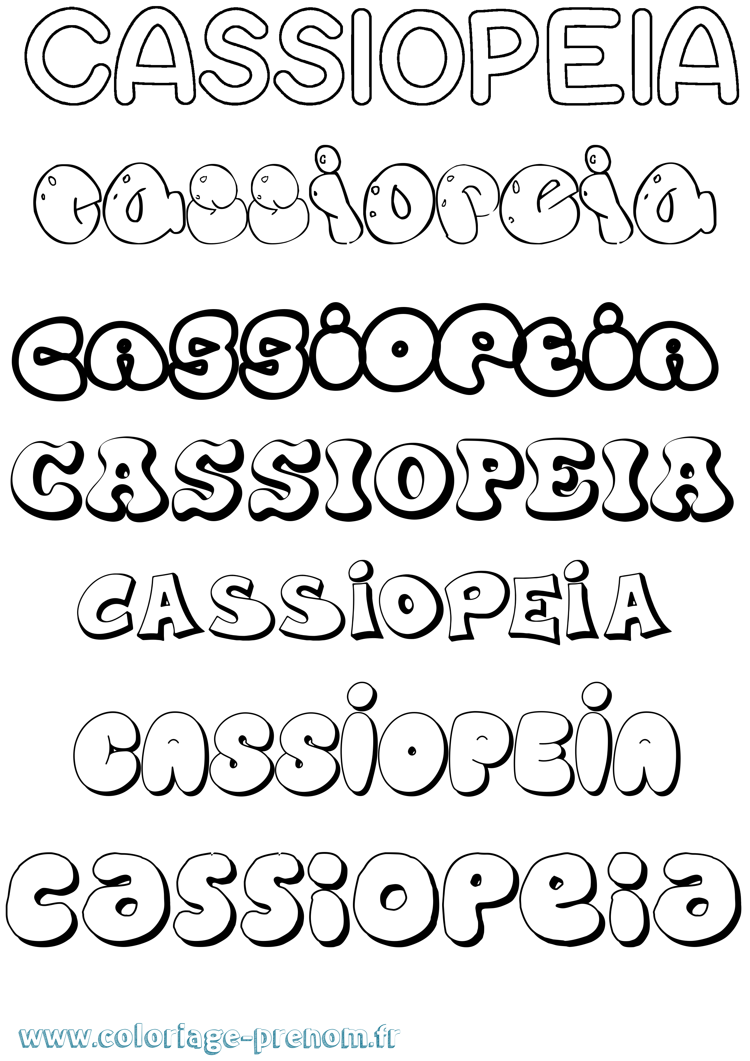 Coloriage Cassiopeia Bubble Coloriage prénom Cassiopeia Bubble