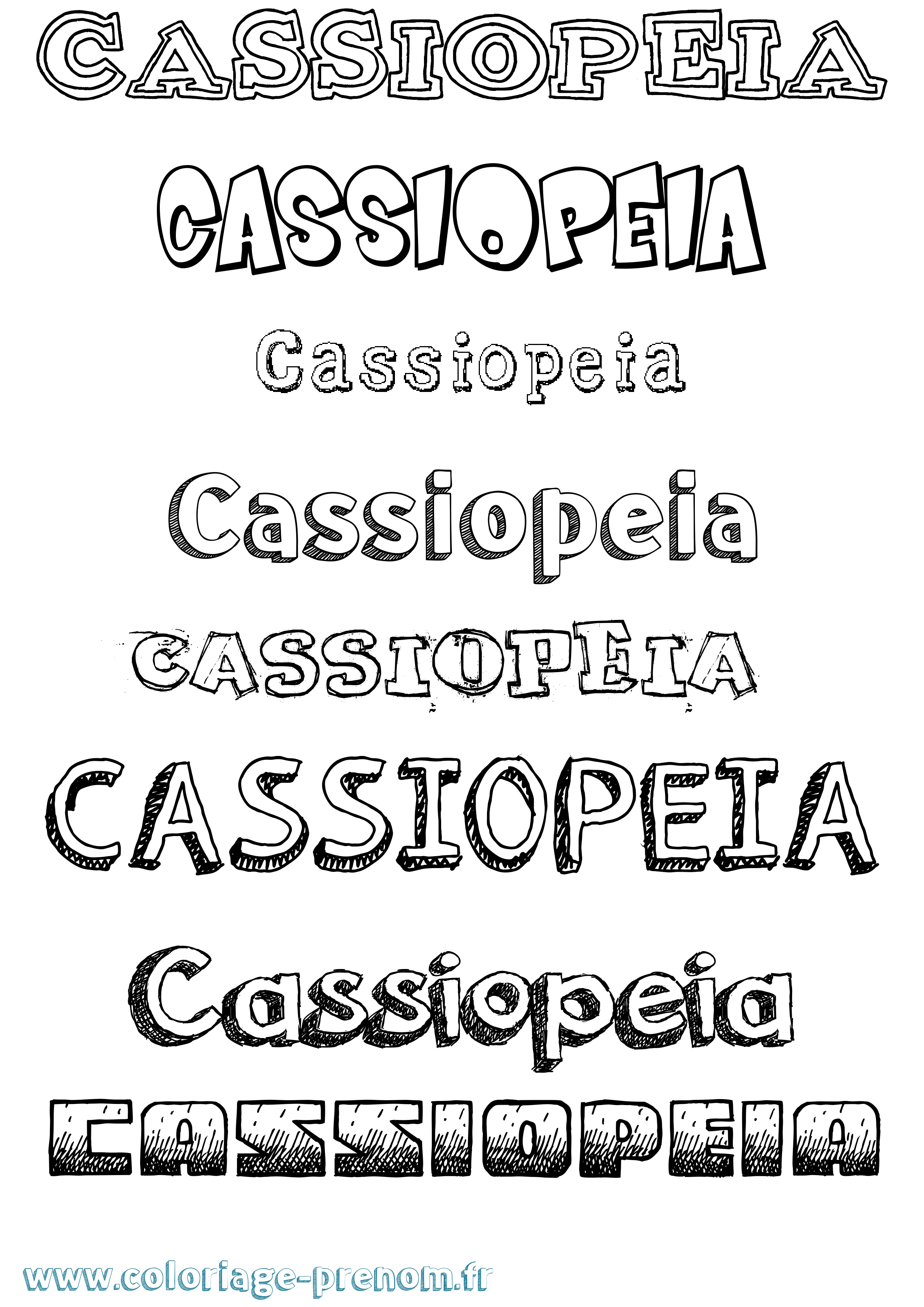Coloriage prénom Cassiopeia Dessiné
