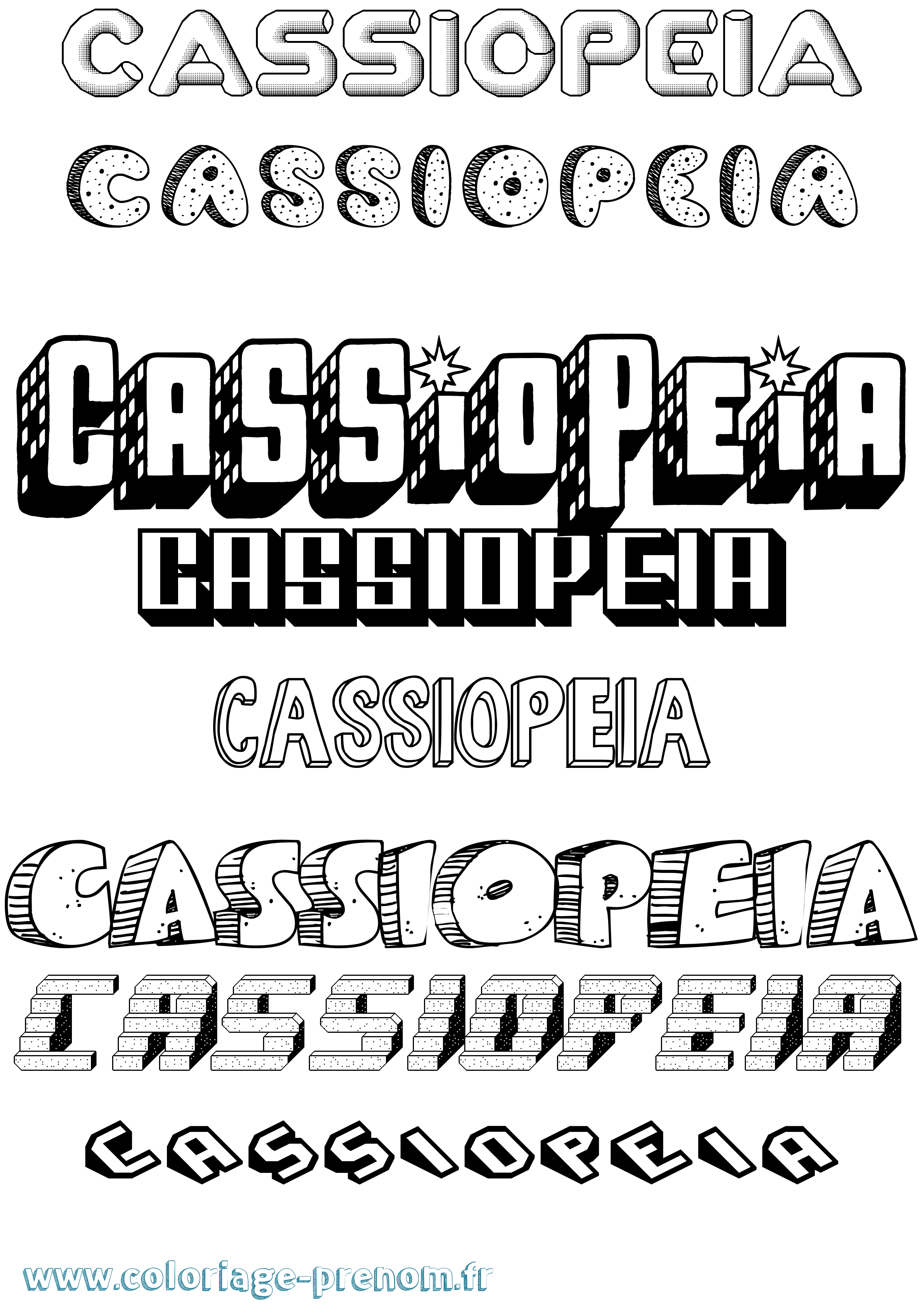 Coloriage Cassiopeia Effet 3D Coloriage prénom Cassiopeia Effet 3D