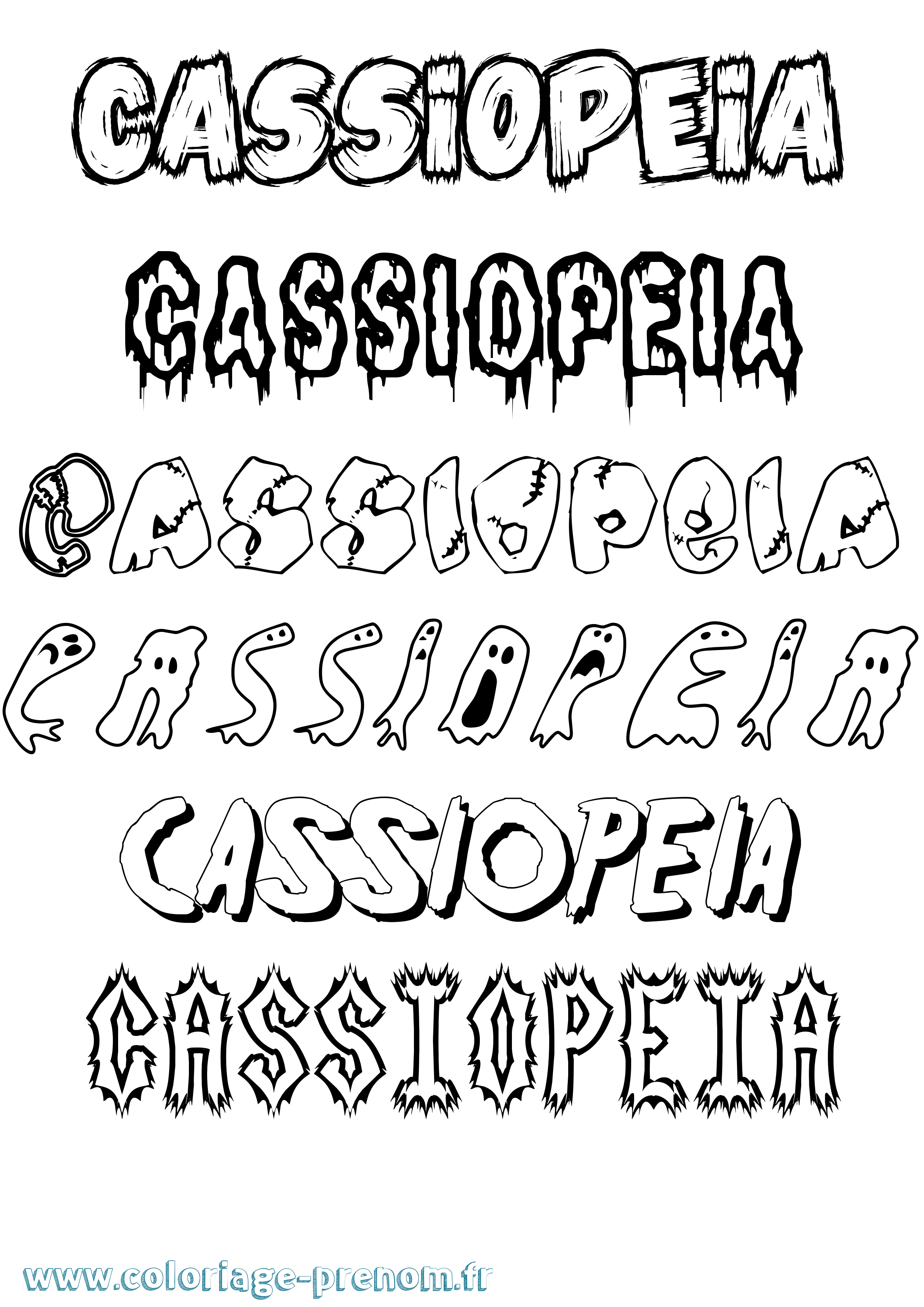 Coloriage Cassiopeia Frisson Coloriage prénom Cassiopeia Frisson