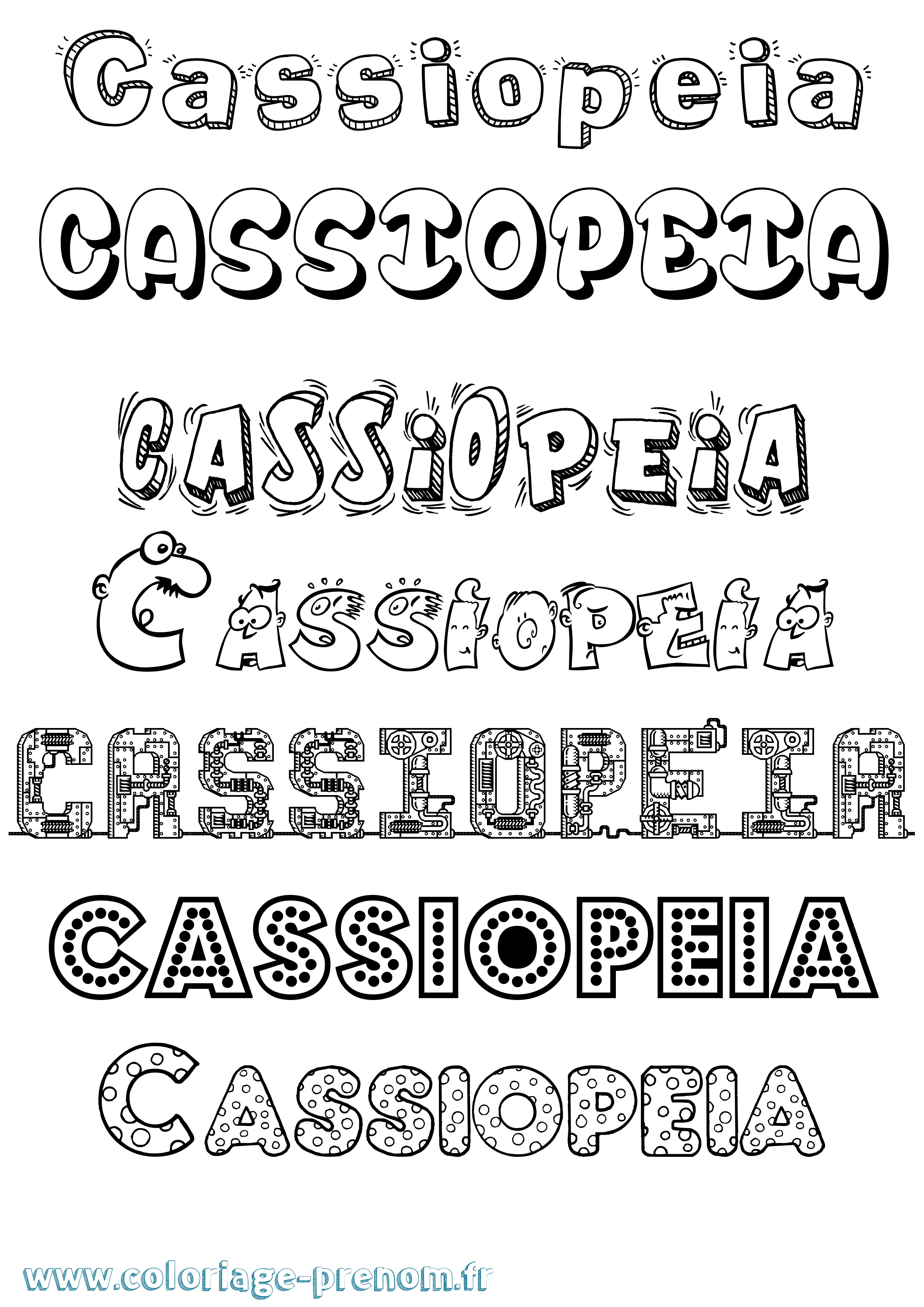 Coloriage prénom Cassiopeia Fun