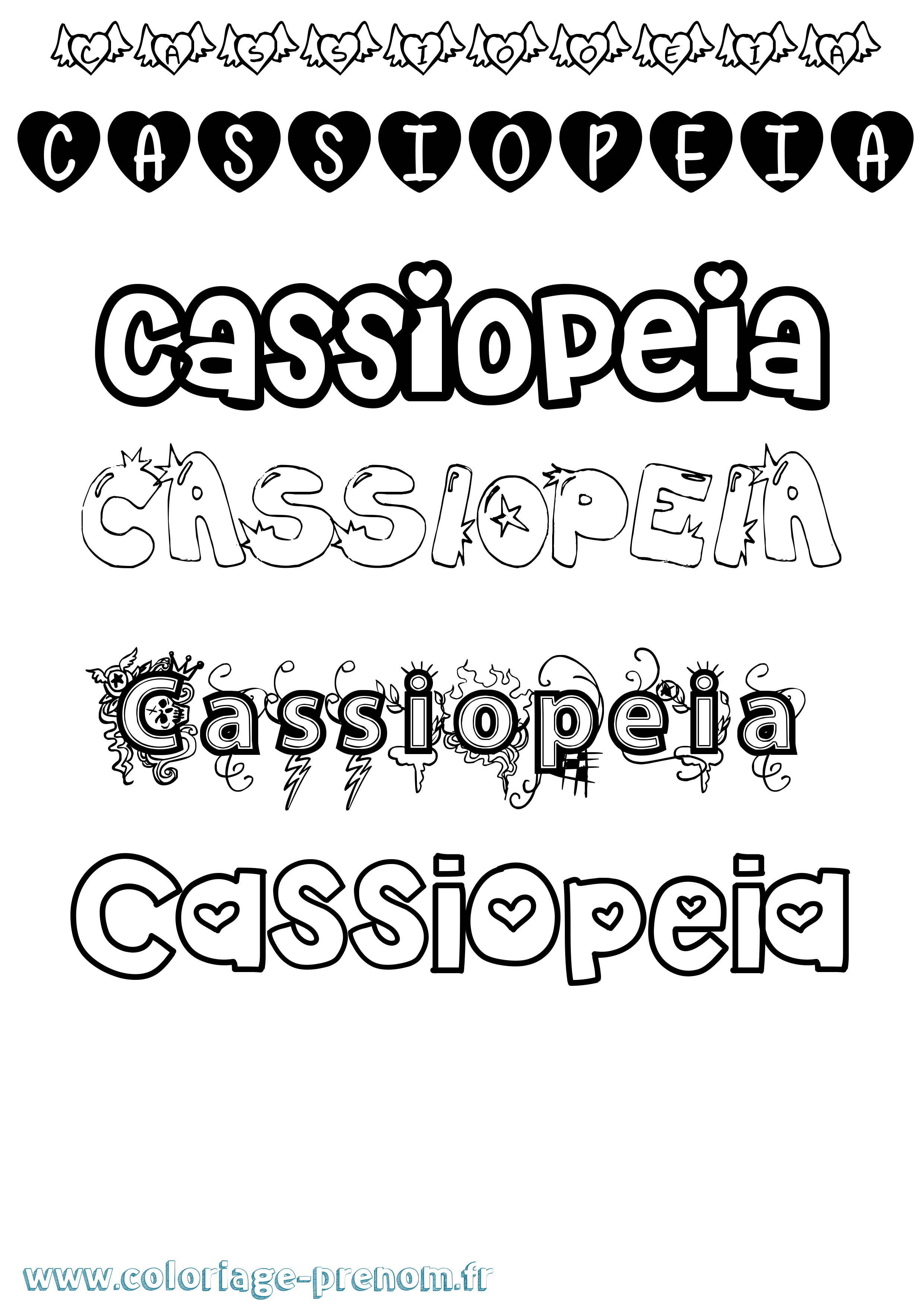 Coloriage Cassiopeia Girly Coloriage prénom Cassiopeia Girly