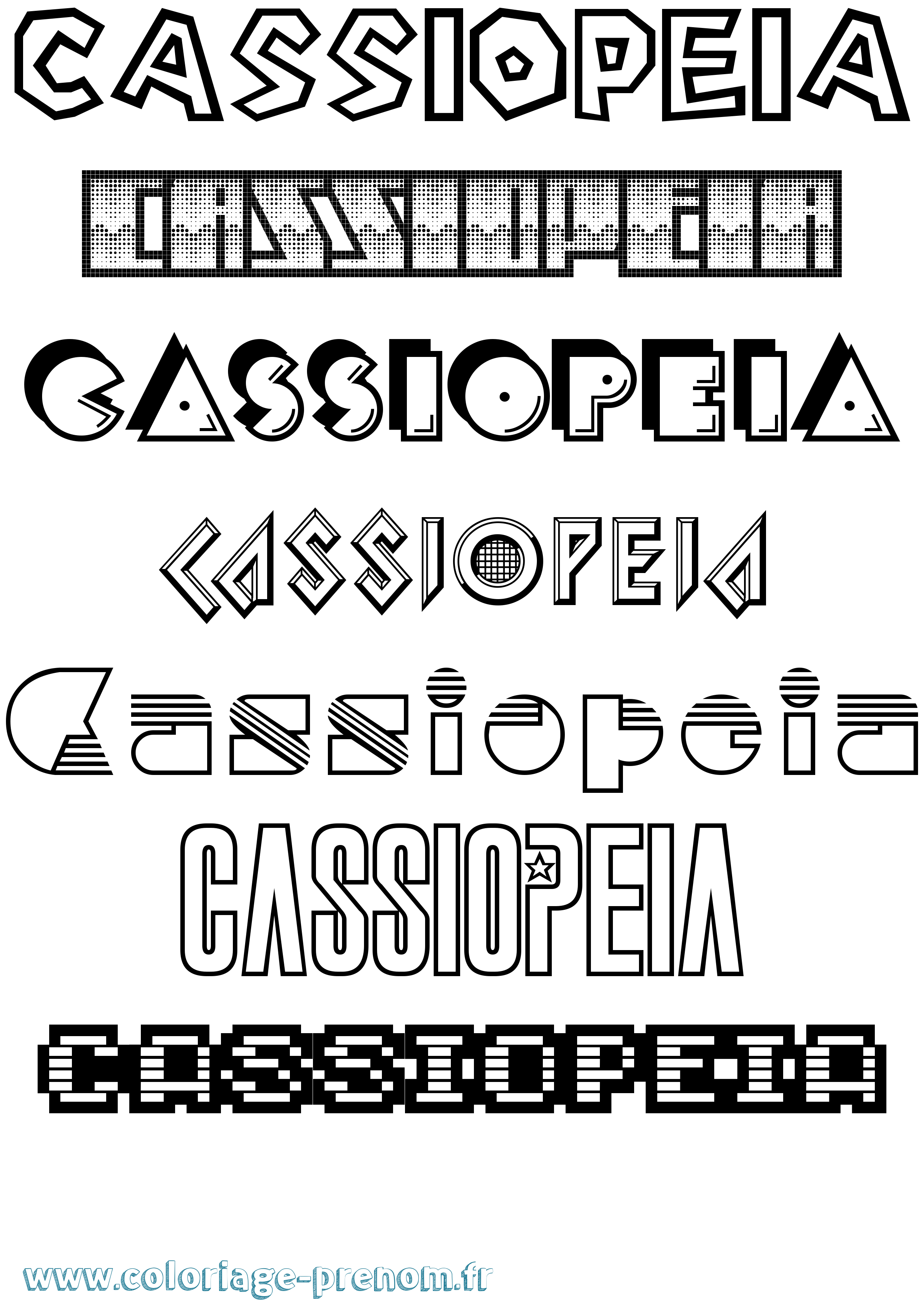 Coloriage prénom Cassiopeia Jeux Vidéos