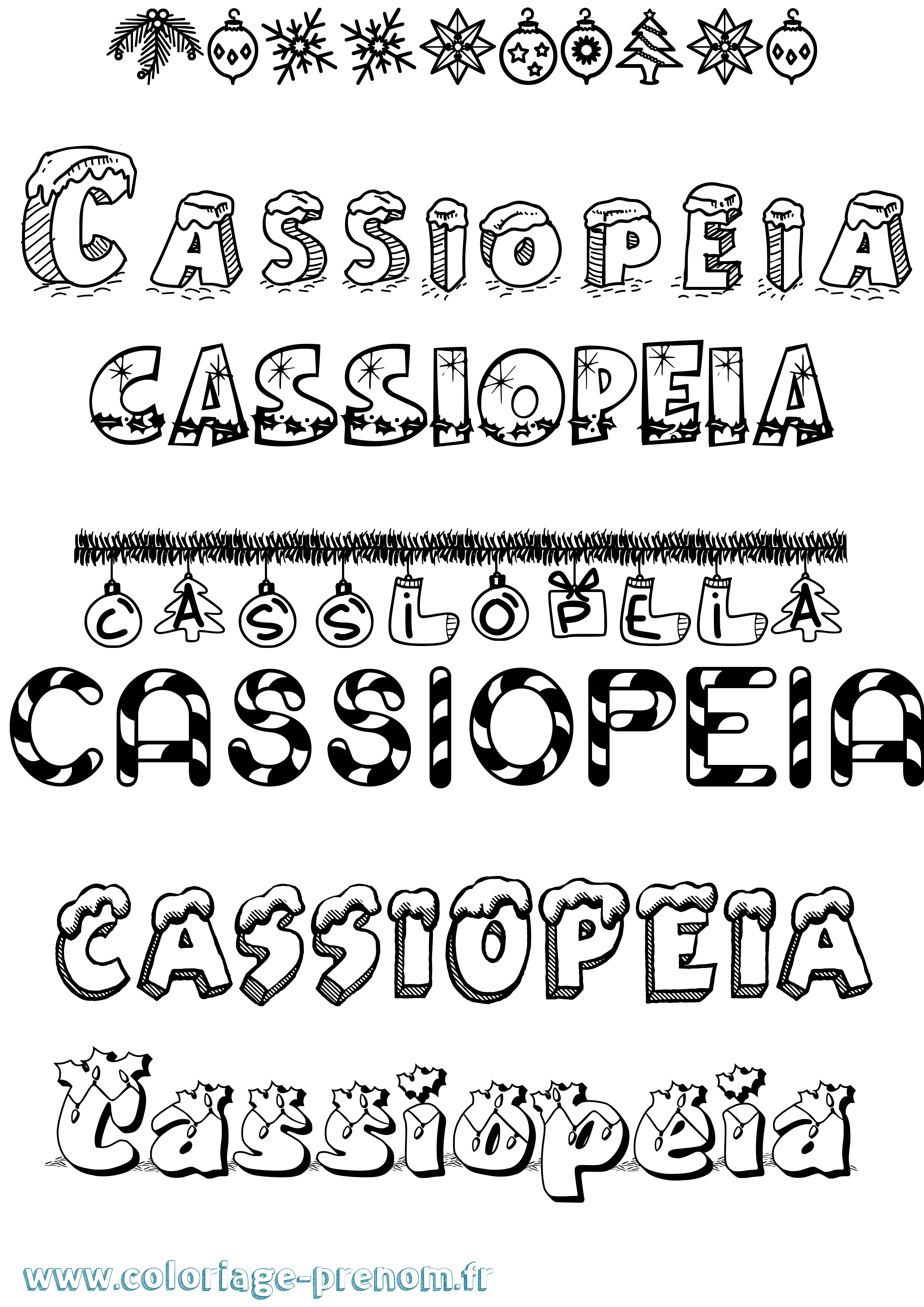 Coloriage Cassiopeia Noël Coloriage prénom Cassiopeia Noël