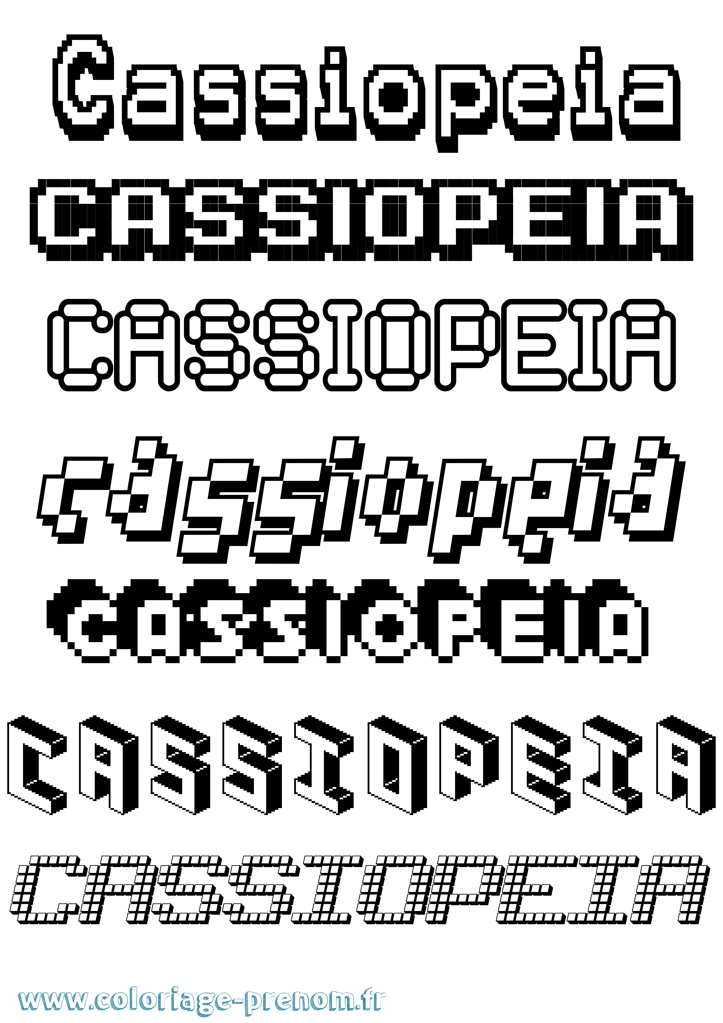 Coloriage Cassiopeia Pixel Coloriage prénom Cassiopeia Pixel