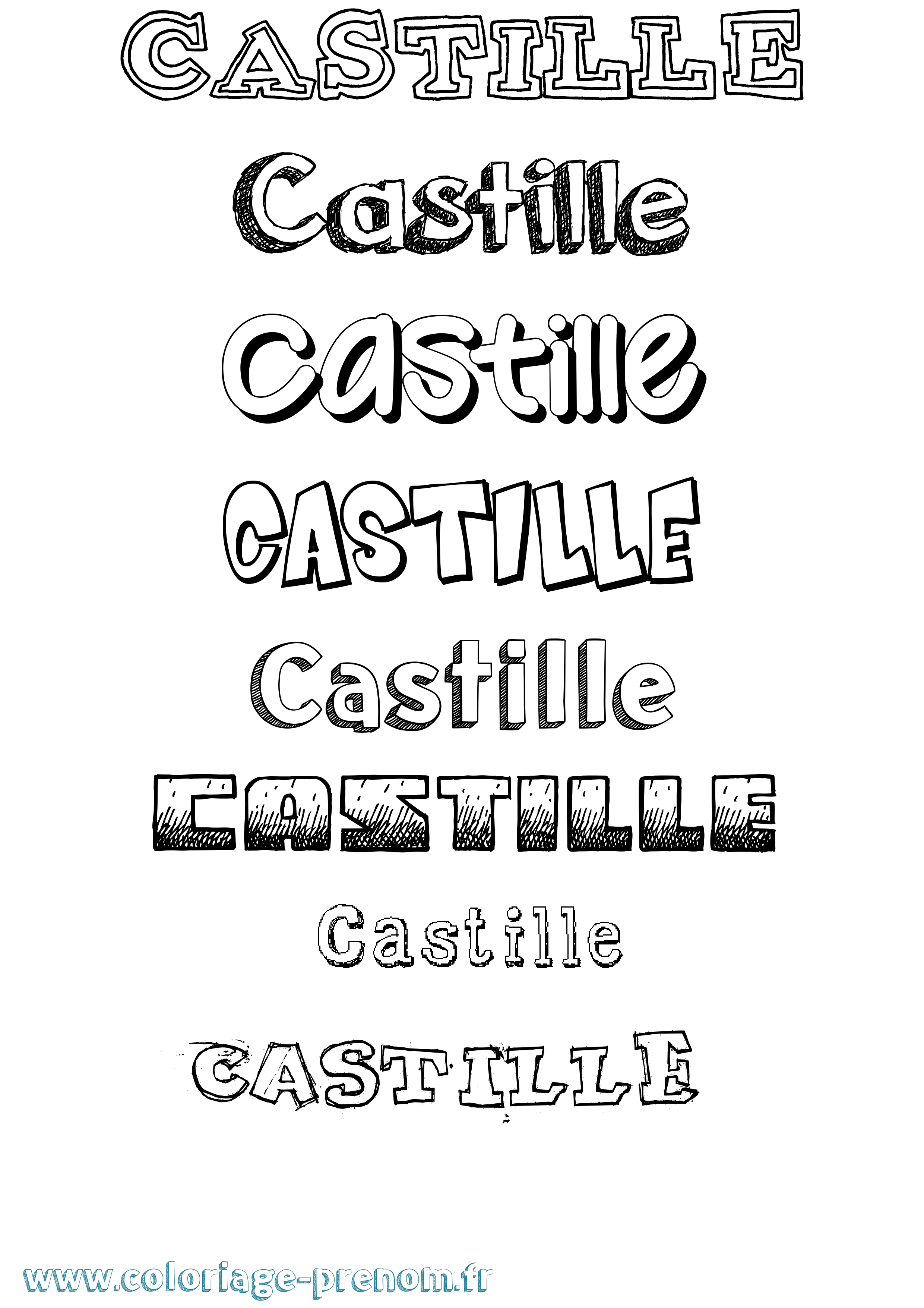 Coloriage prénom Castille Dessiné