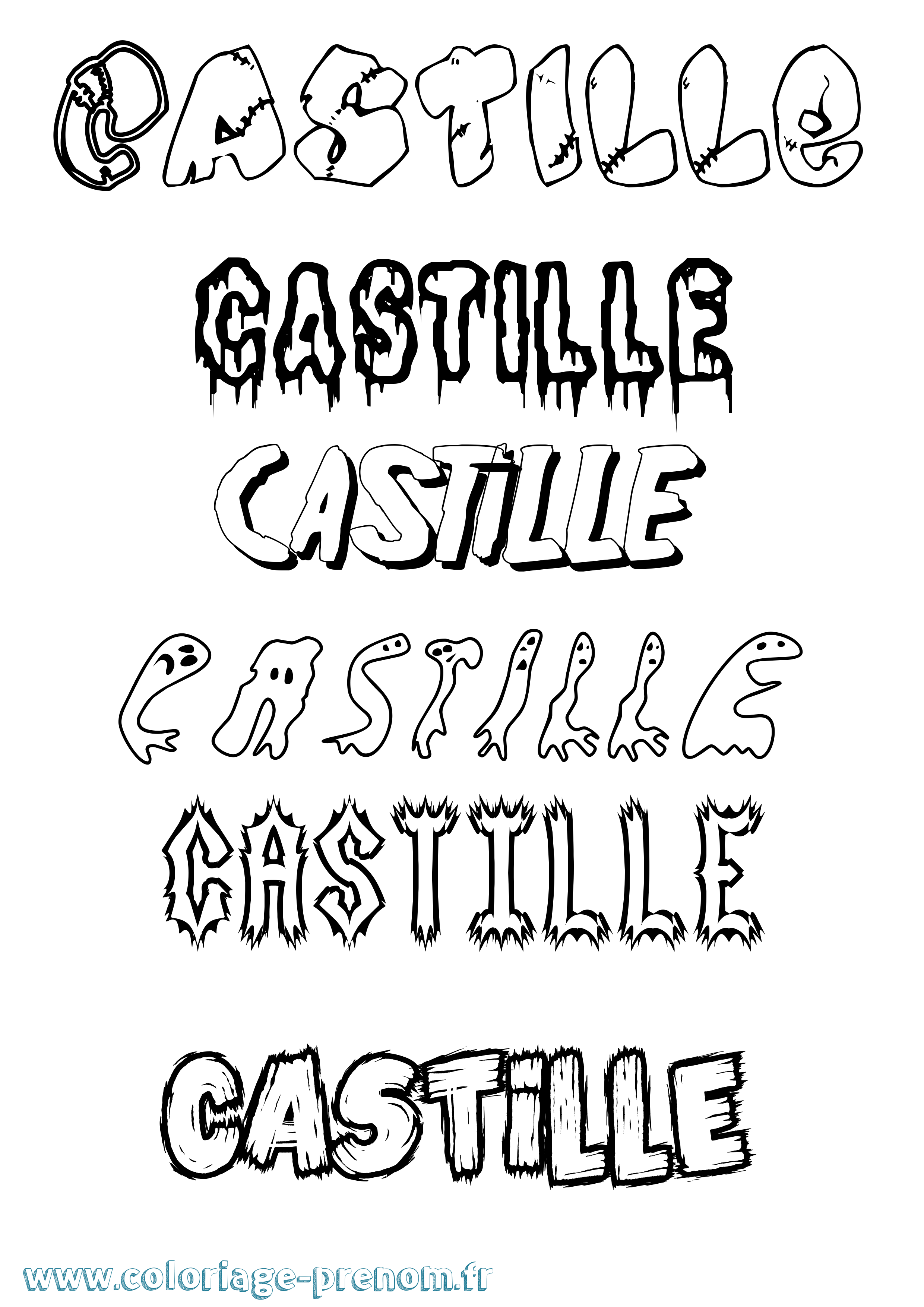 Coloriage prénom Castille Frisson