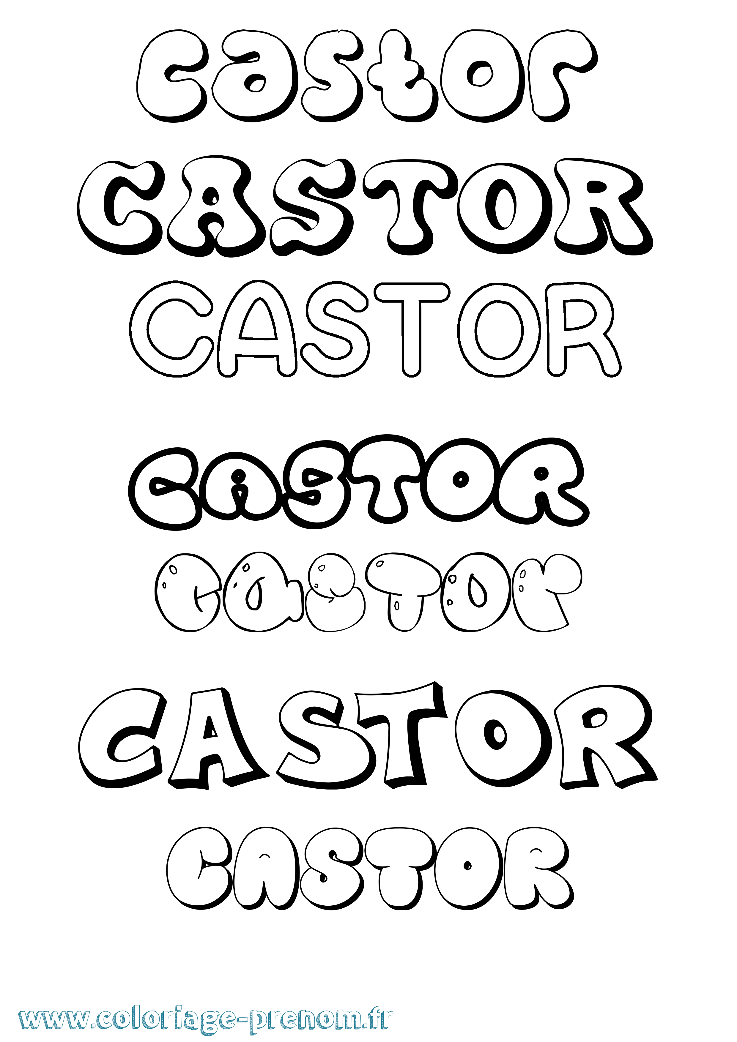 Coloriage prénom Castor Bubble