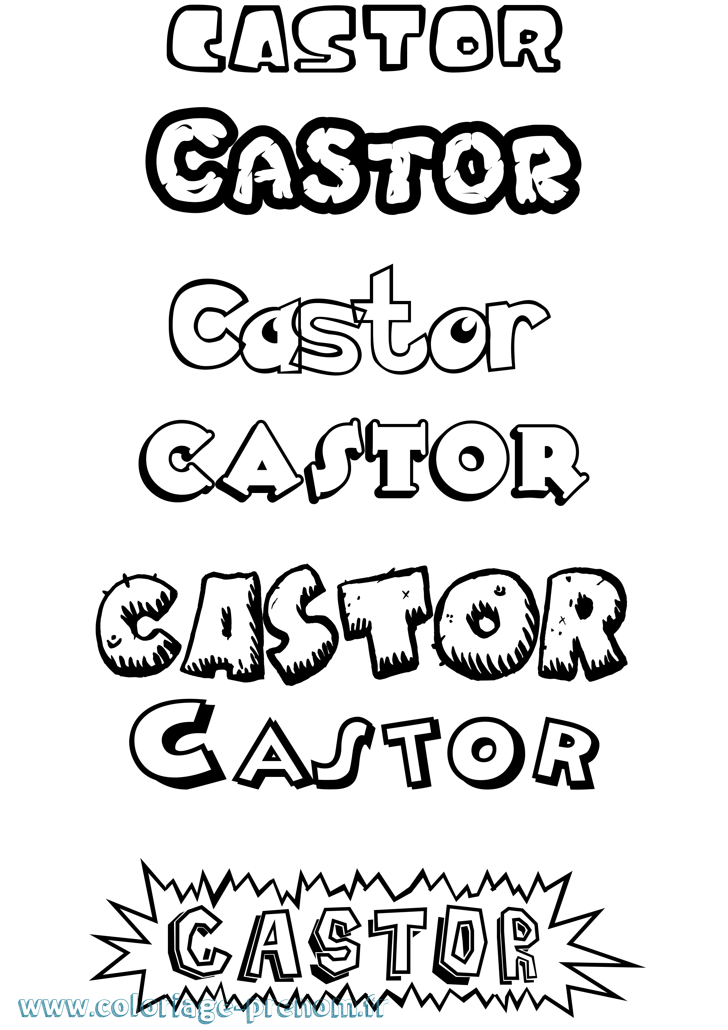 Coloriage prénom Castor Dessin Animé