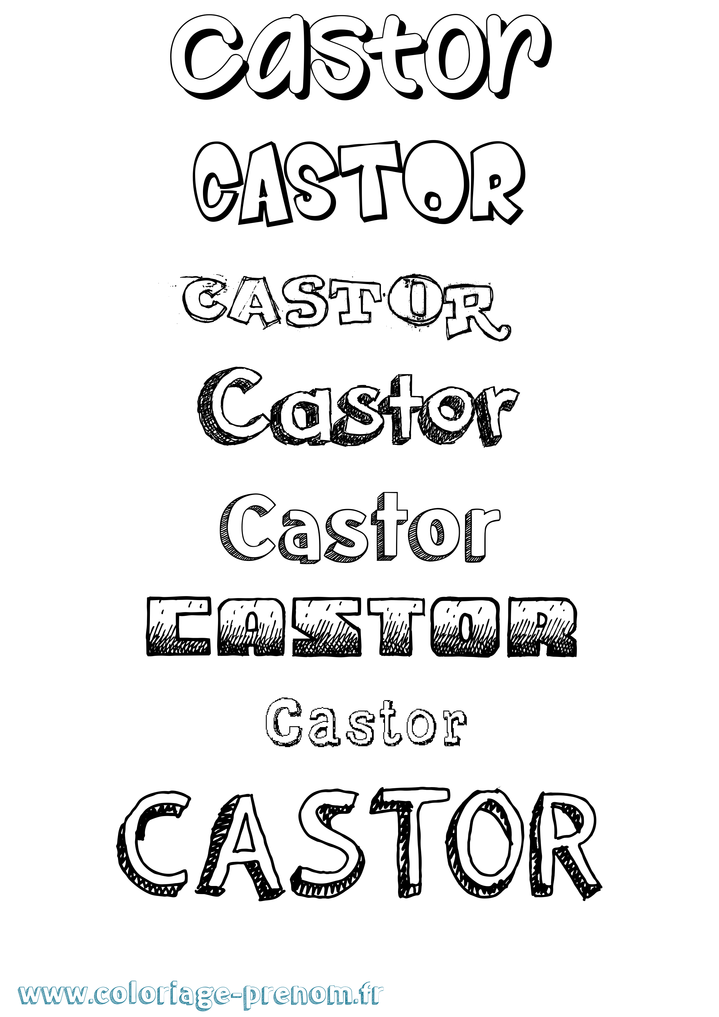 Coloriage prénom Castor Dessiné