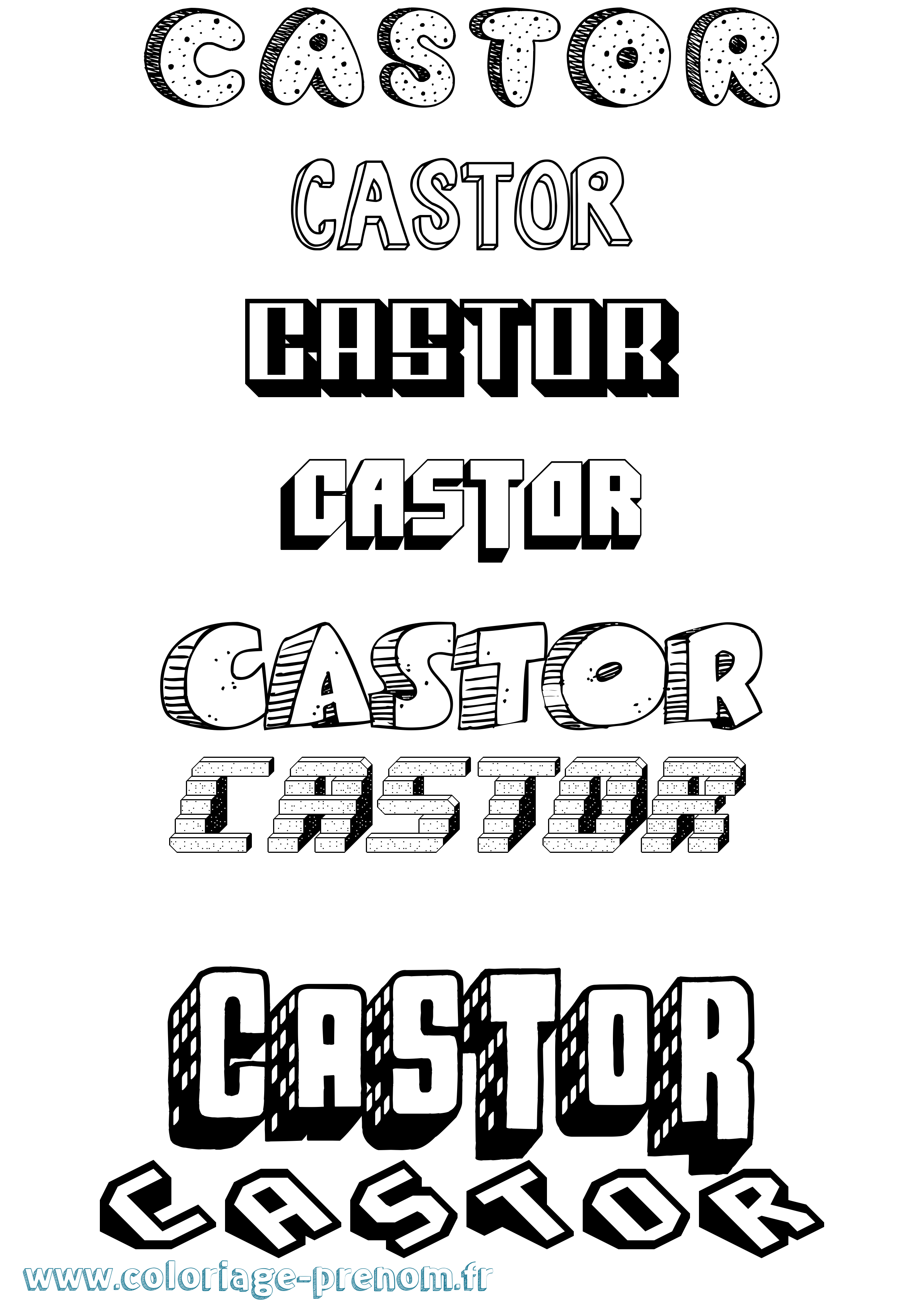 Coloriage prénom Castor Effet 3D