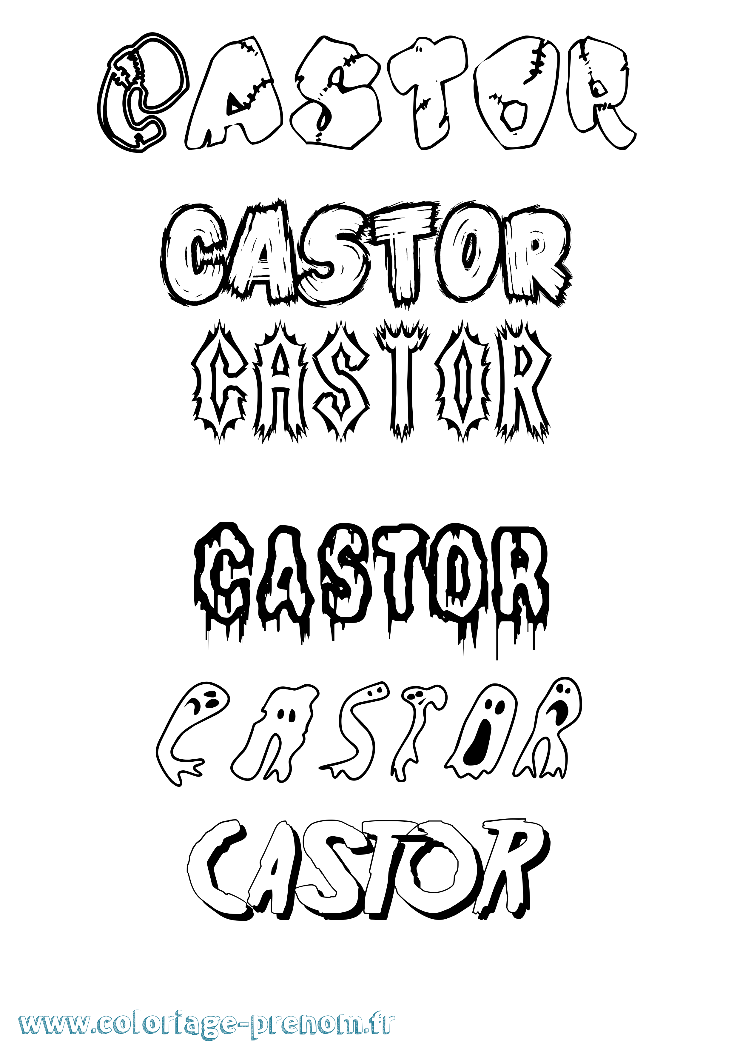 Coloriage prénom Castor Frisson