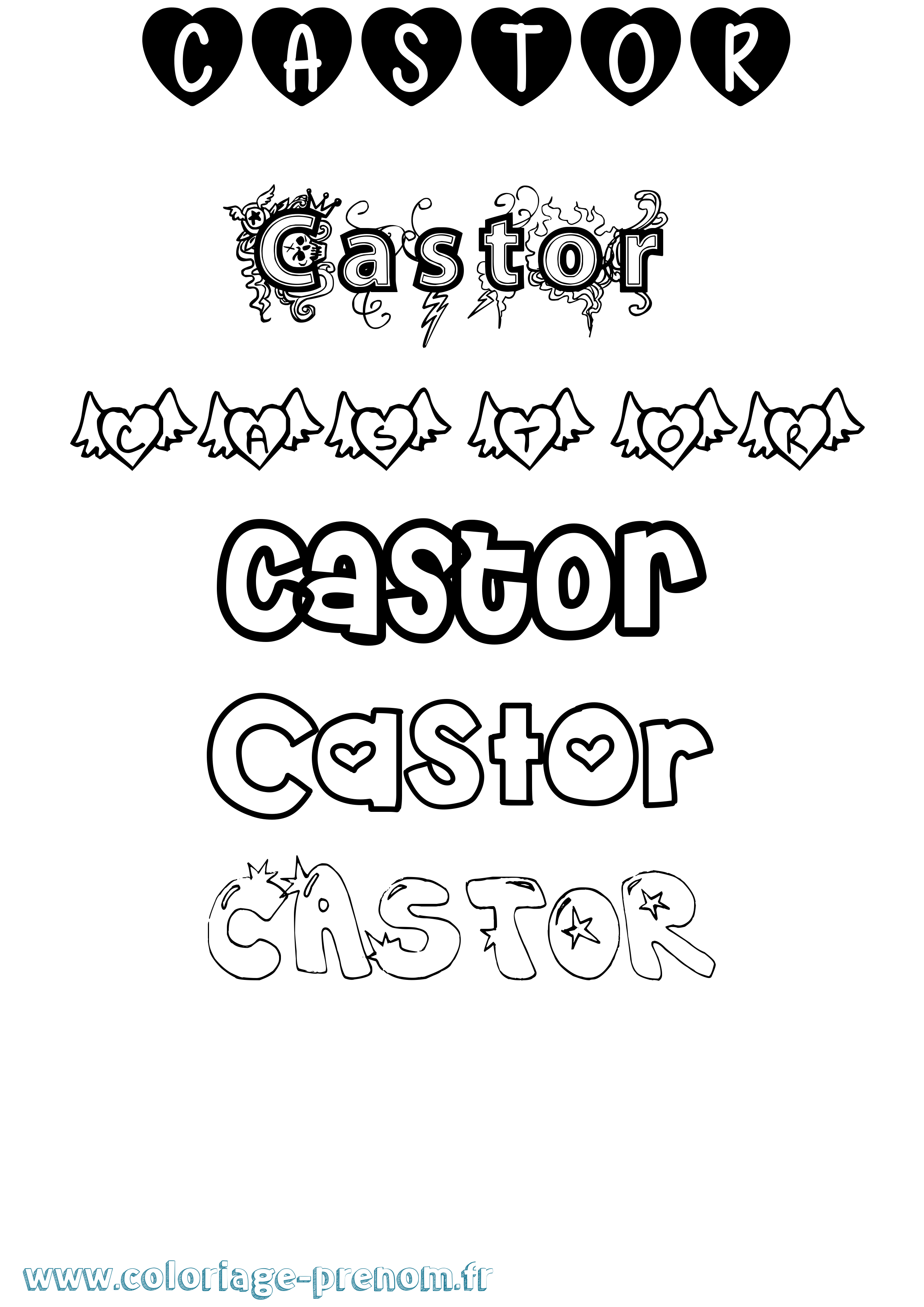 Coloriage prénom Castor Girly