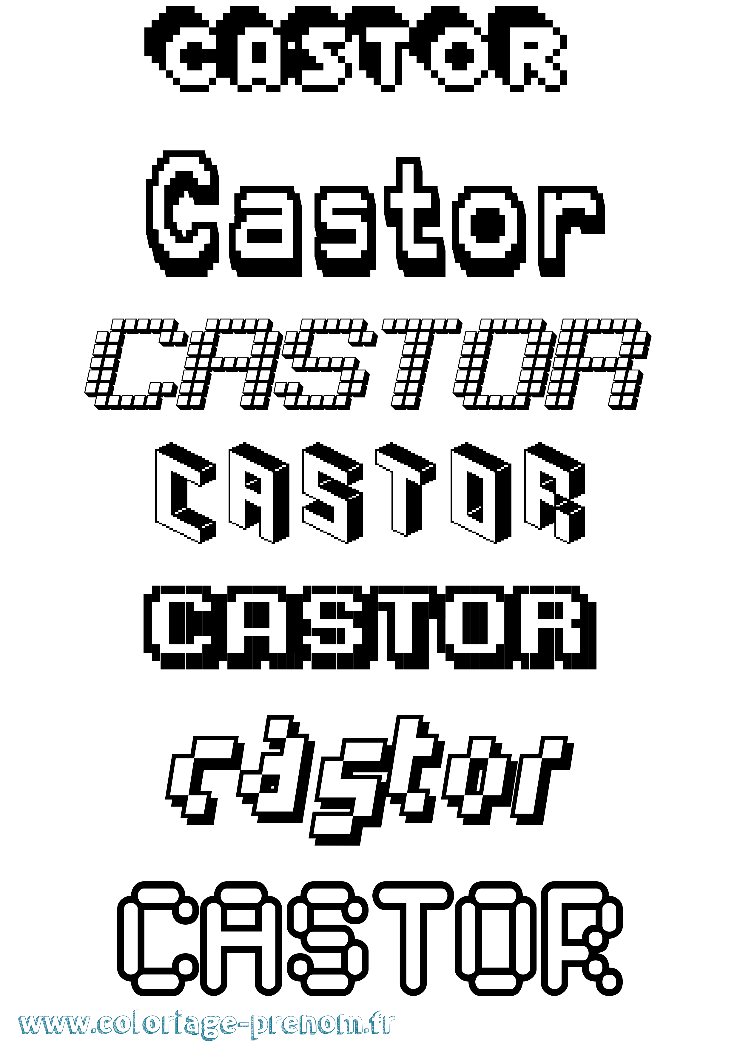 Coloriage prénom Castor Pixel