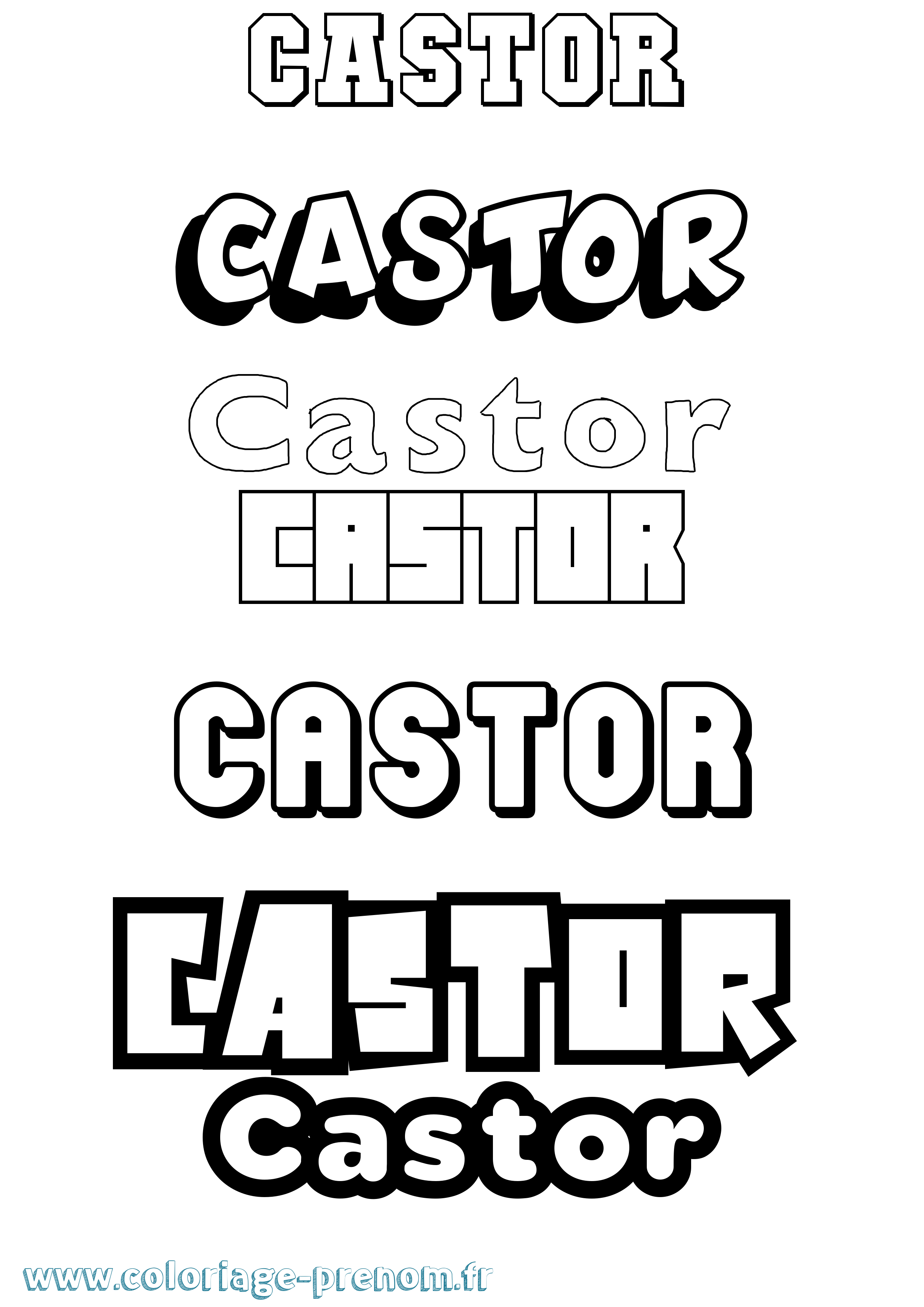 Coloriage prénom Castor Simple