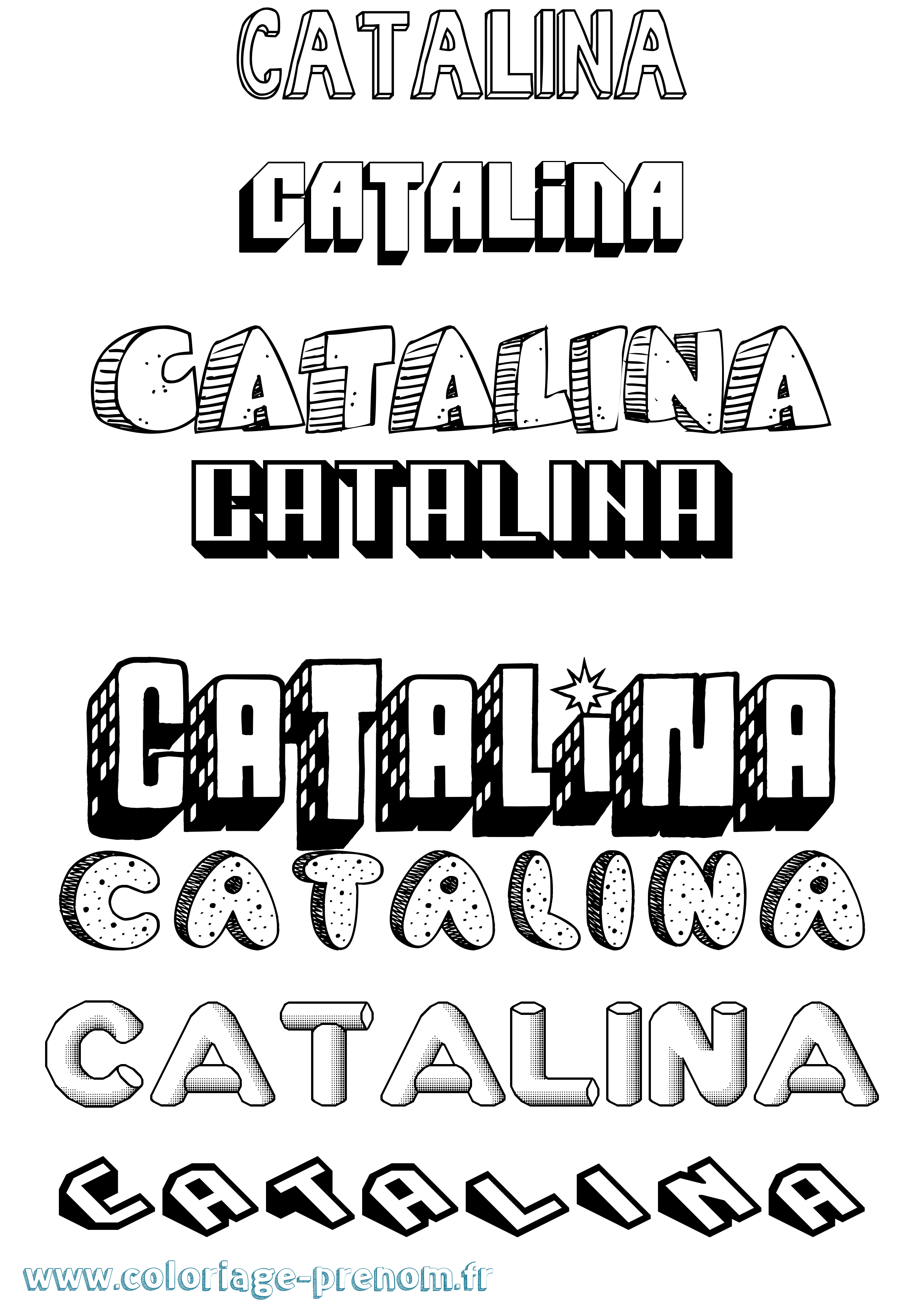 Coloriage prénom Catalina Effet 3D