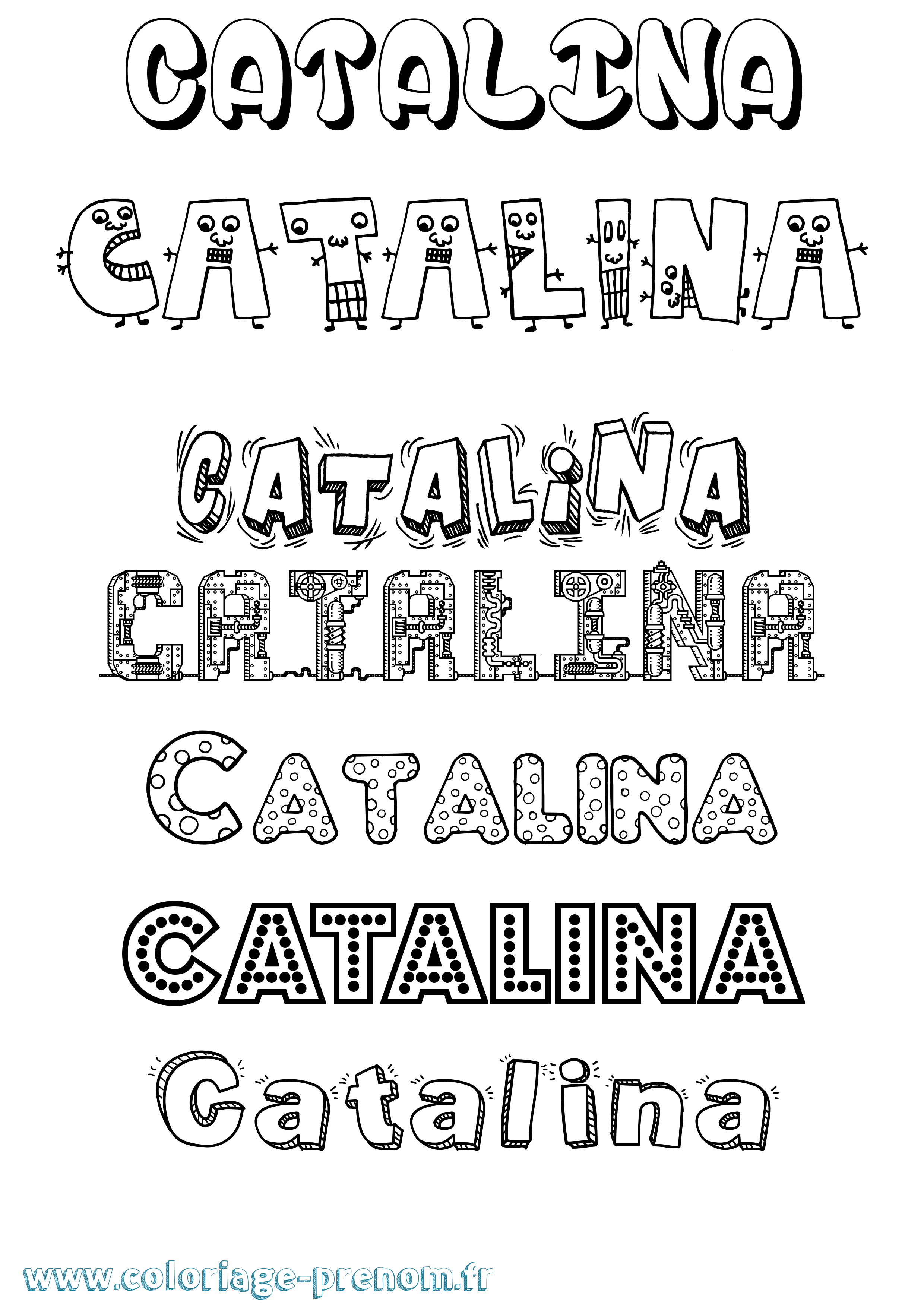 Coloriage prénom Catalina Fun