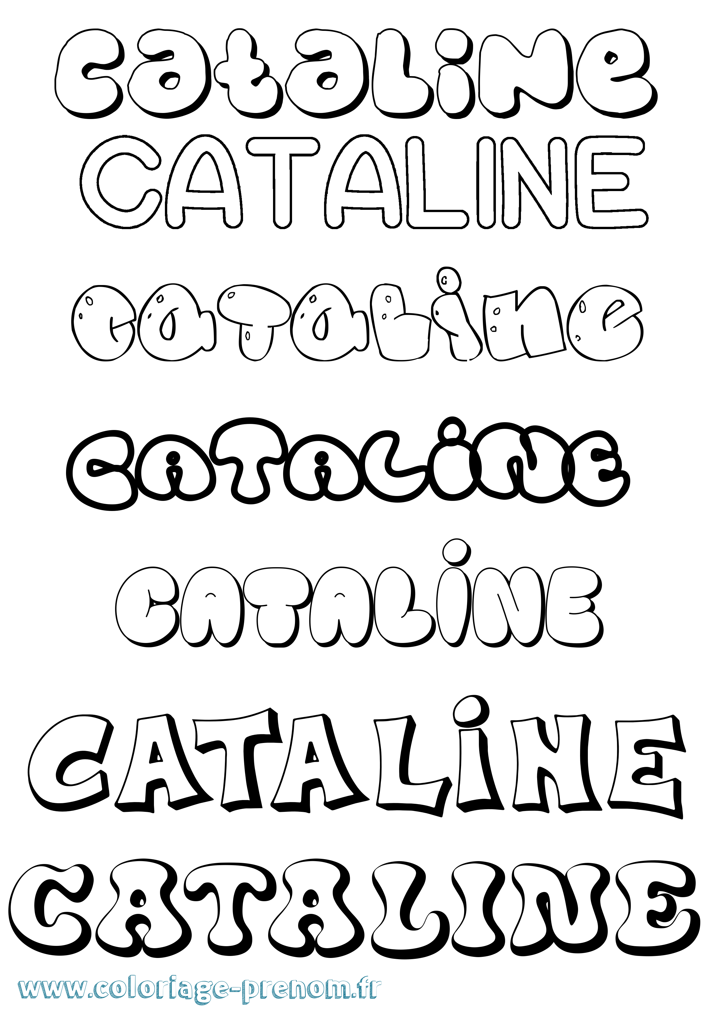 Coloriage prénom Cataline Bubble